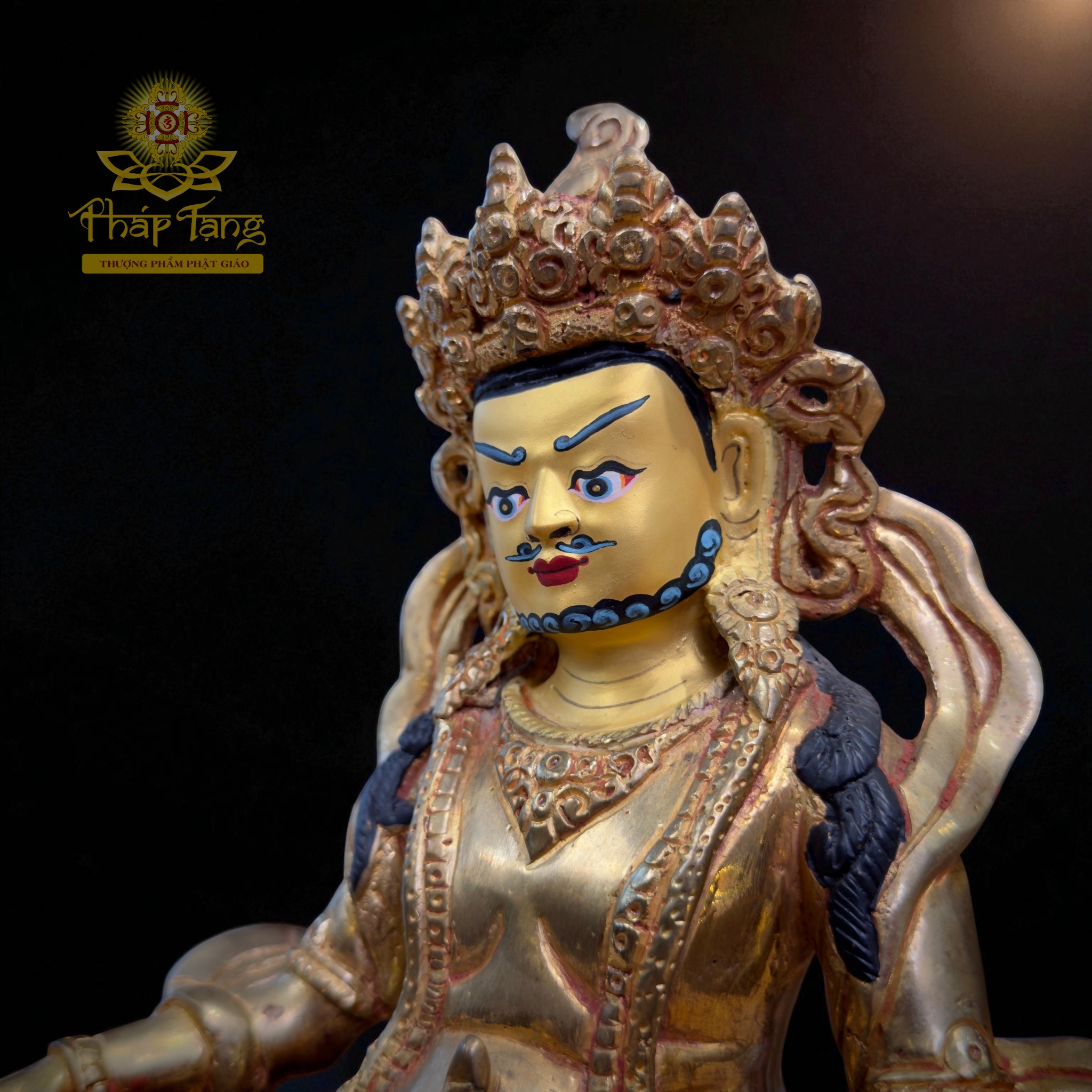 Thánh Tượng Hoàng Thần Tài Dzambhala 23cm Đồng Mạ Vàng Nepal