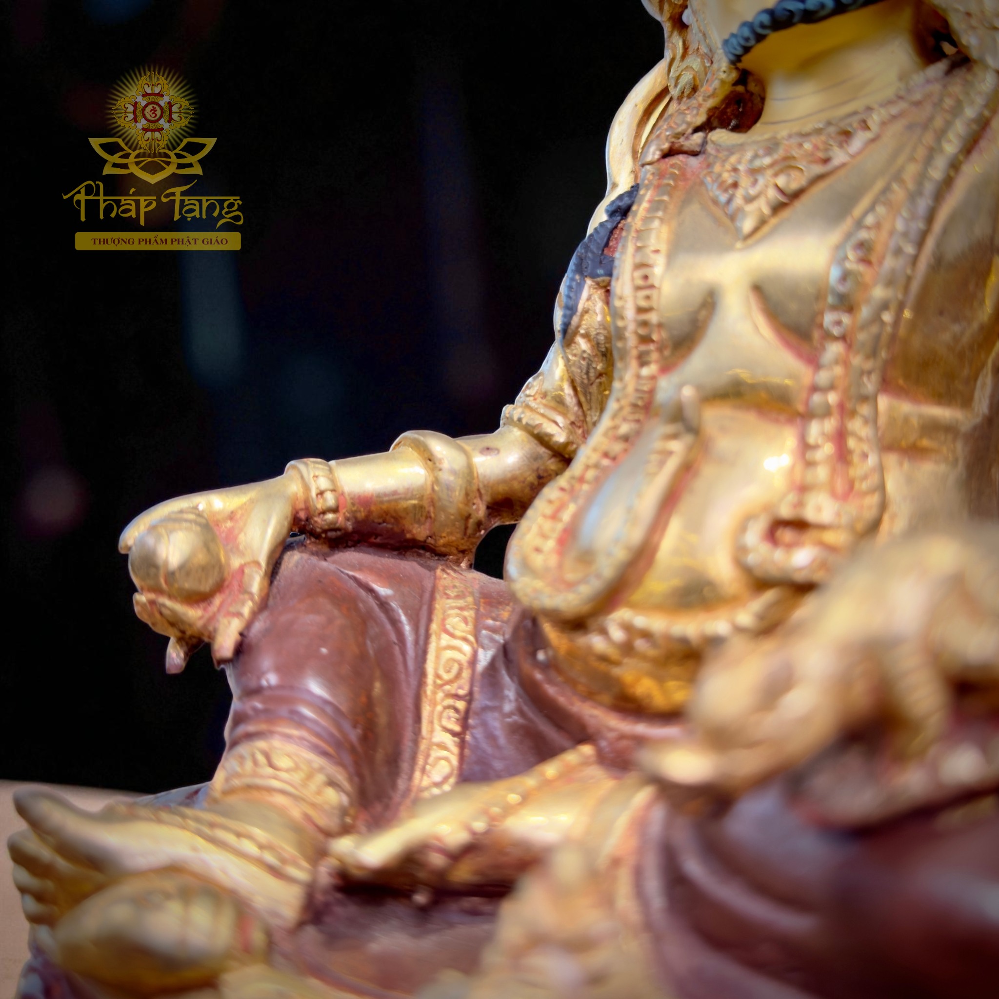 Thánh Tượng Hoàng Thần Tài Dzambhala 23cm Đồng Mạ Vàng Nepal