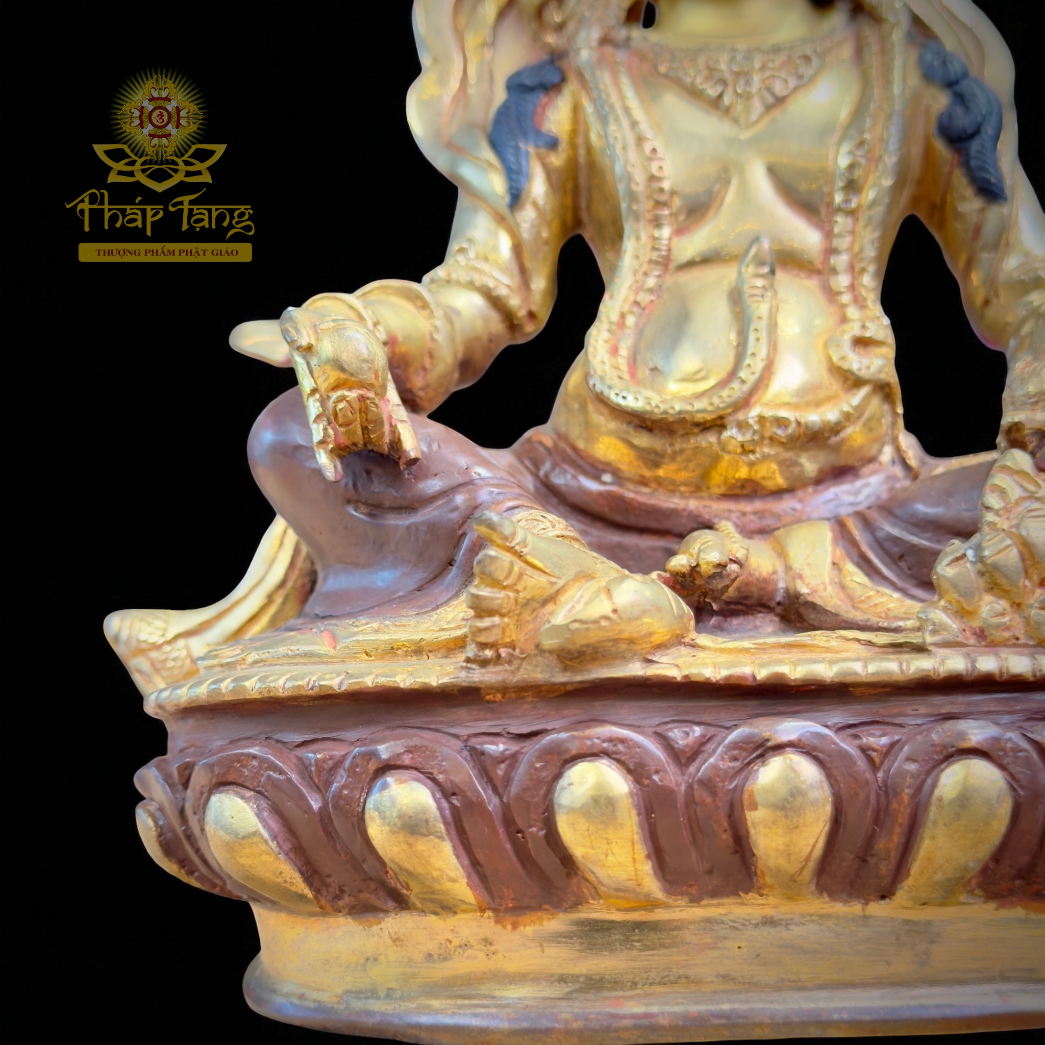 Thánh Tượng Hoàng Thần Tài Dzambhala 23cm Đồng Mạ Vàng Nepal