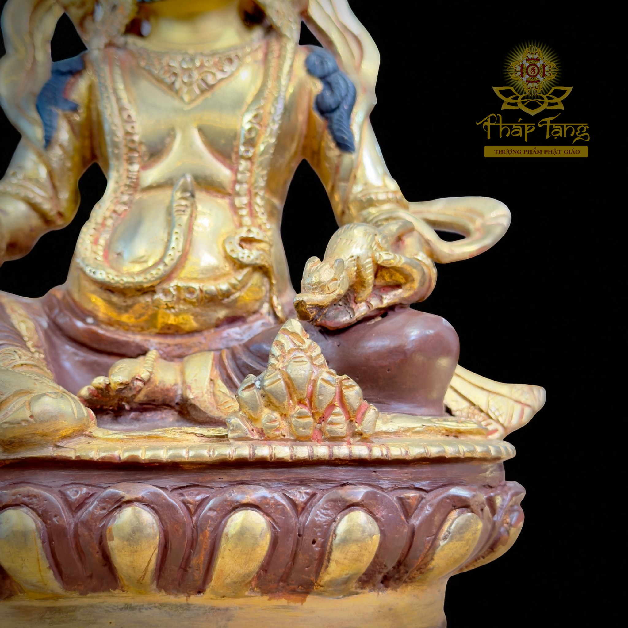 Thánh Tượng Hoàng Thần Tài Dzambhala 23cm Đồng Mạ Vàng Nepal