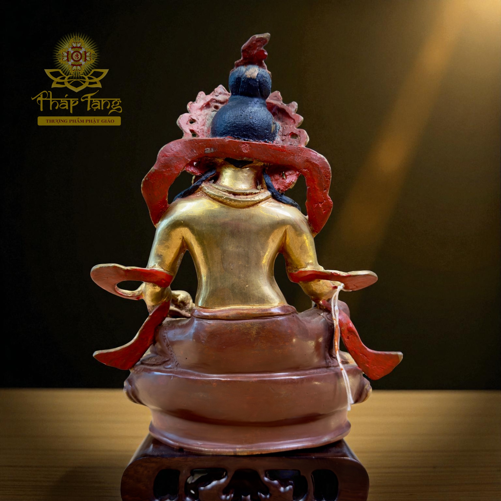 Thánh Tượng Hoàng Thần Tài Dzambhala 23cm Đồng Mạ Vàng Nepal