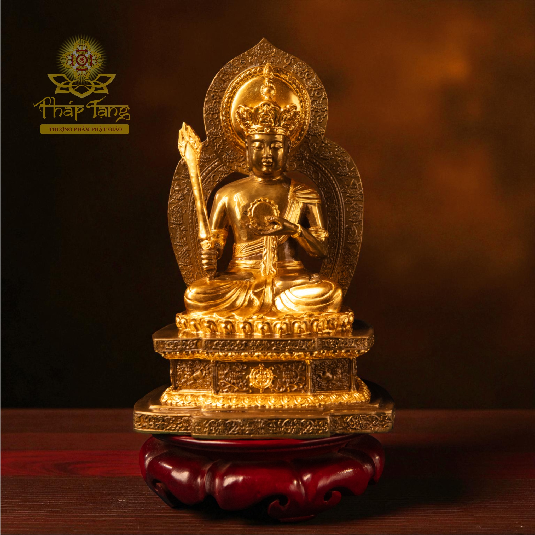 Thánh Tượng Hư Không Tạng Bồ Tát Đồng Dát Vàng 24K (30CM)