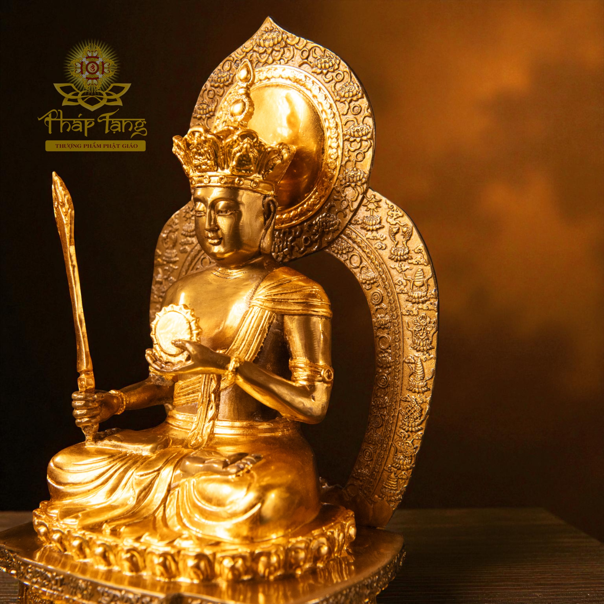 Thánh Tượng Hư Không Tạng Bồ Tát Đồng Dát Vàng 24K (30CM)