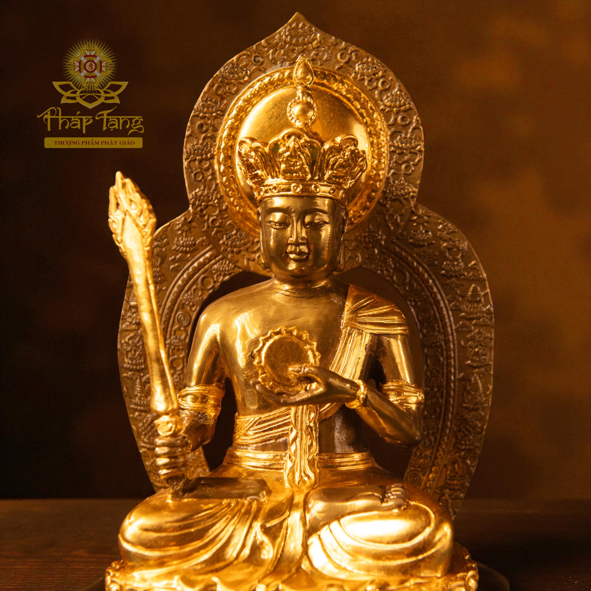 Thánh Tượng Hư Không Tạng Bồ Tát Đồng Dát Vàng 24K (30CM)