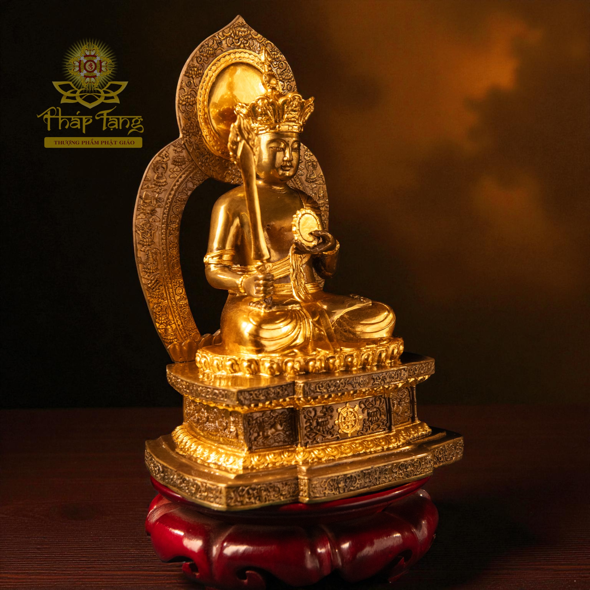 Thánh Tượng Hư Không Tạng Bồ Tát Đồng Dát Vàng 24K (30CM)