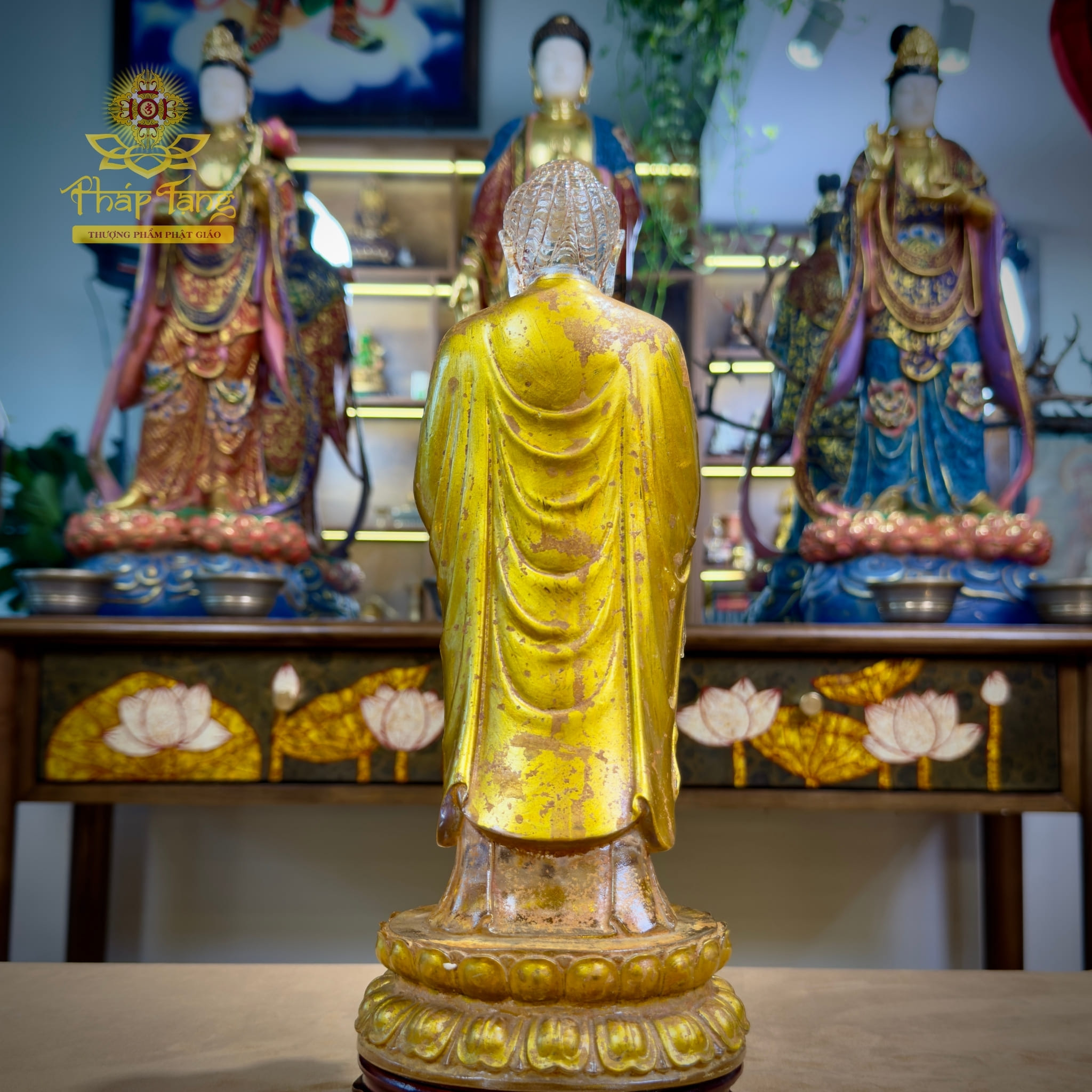 Thánh Tượng Đức Phật A Di Đà Lưu Ly Vàng Đài Loan 28cm