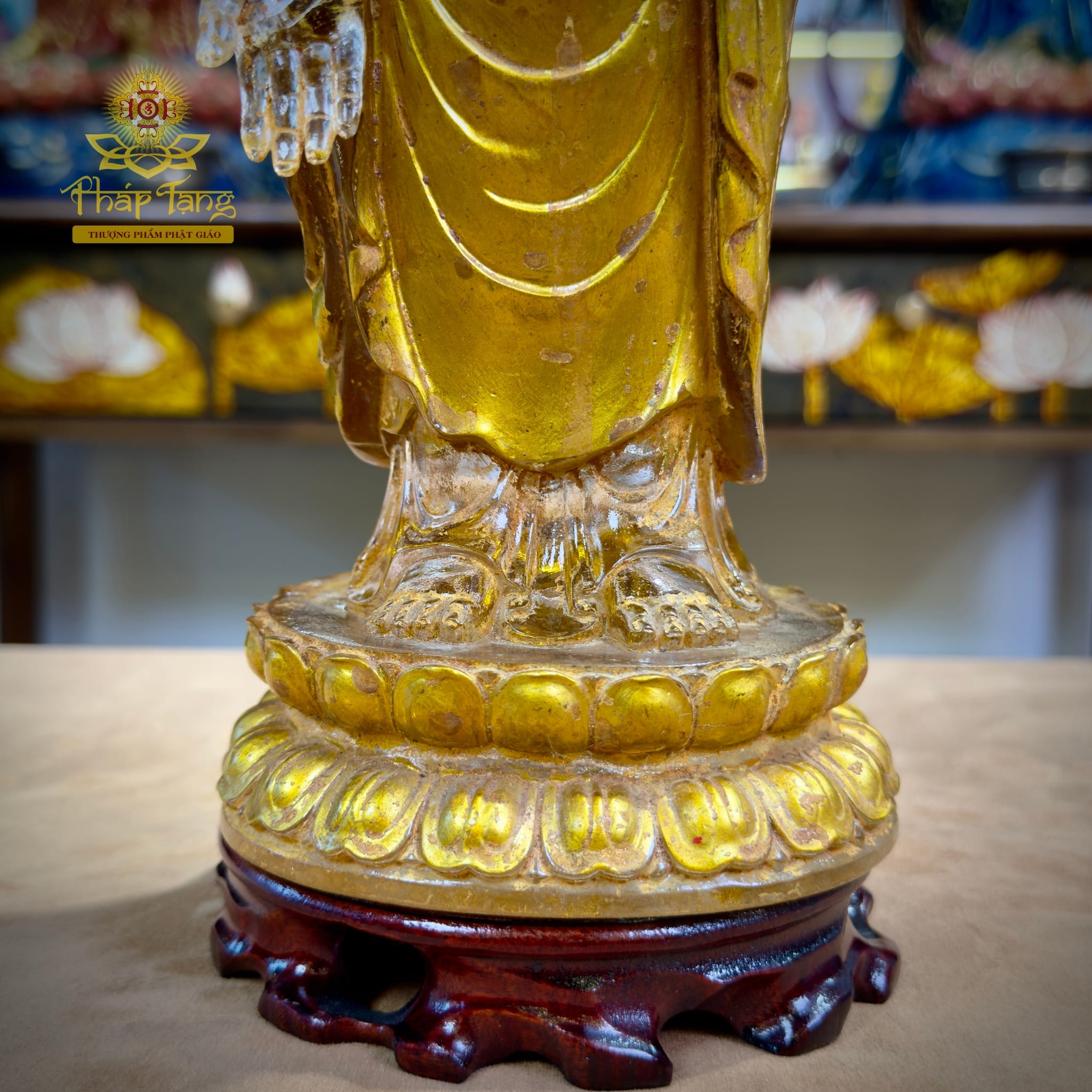 Thánh Tượng Đức Phật A Di Đà Lưu Ly Vàng Đài Loan 28cm