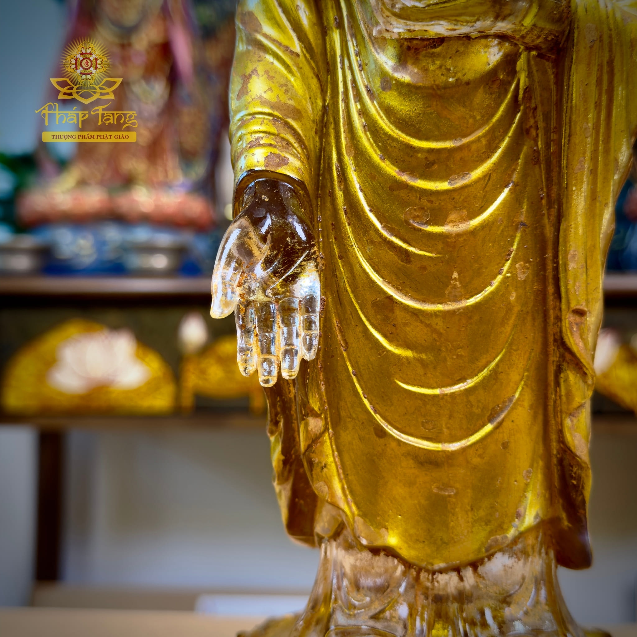 Thánh Tượng Đức Phật A Di Đà Lưu Ly Vàng Đài Loan 28cm