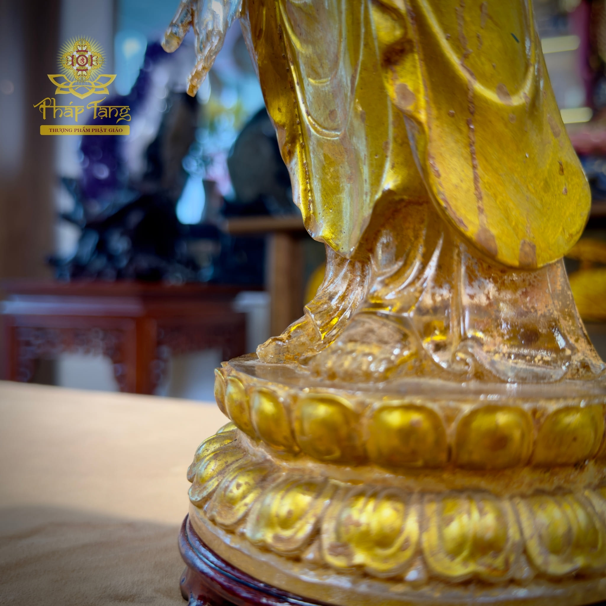 Thánh Tượng Đức Phật A Di Đà Lưu Ly Vàng Đài Loan 28cm