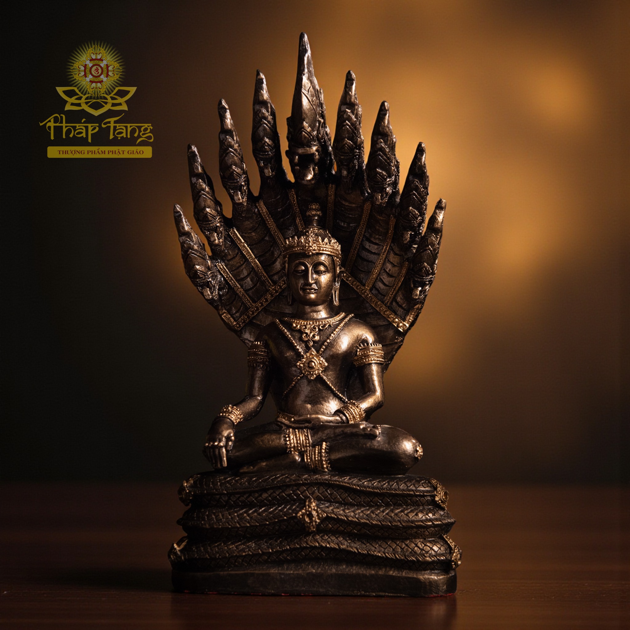 Thánh Tượng Phật Thích Ca Được Naga Che Chở (Phra Nak Prok) Bằng Đồng Thái Lan