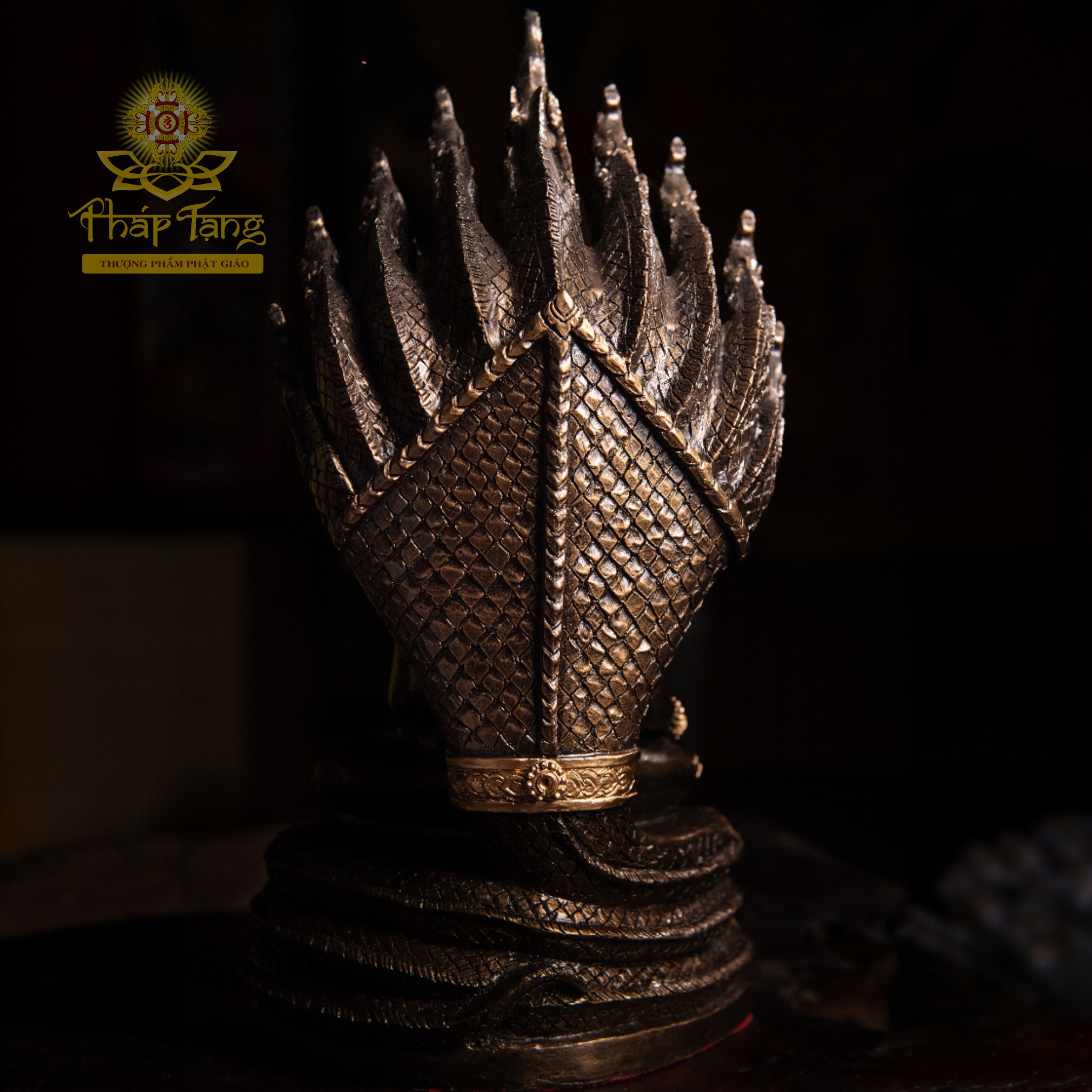 Thánh Tượng Phật Thích Ca Được Naga Che Chở (Phra Nak Prok) Bằng Đồng Thái Lan