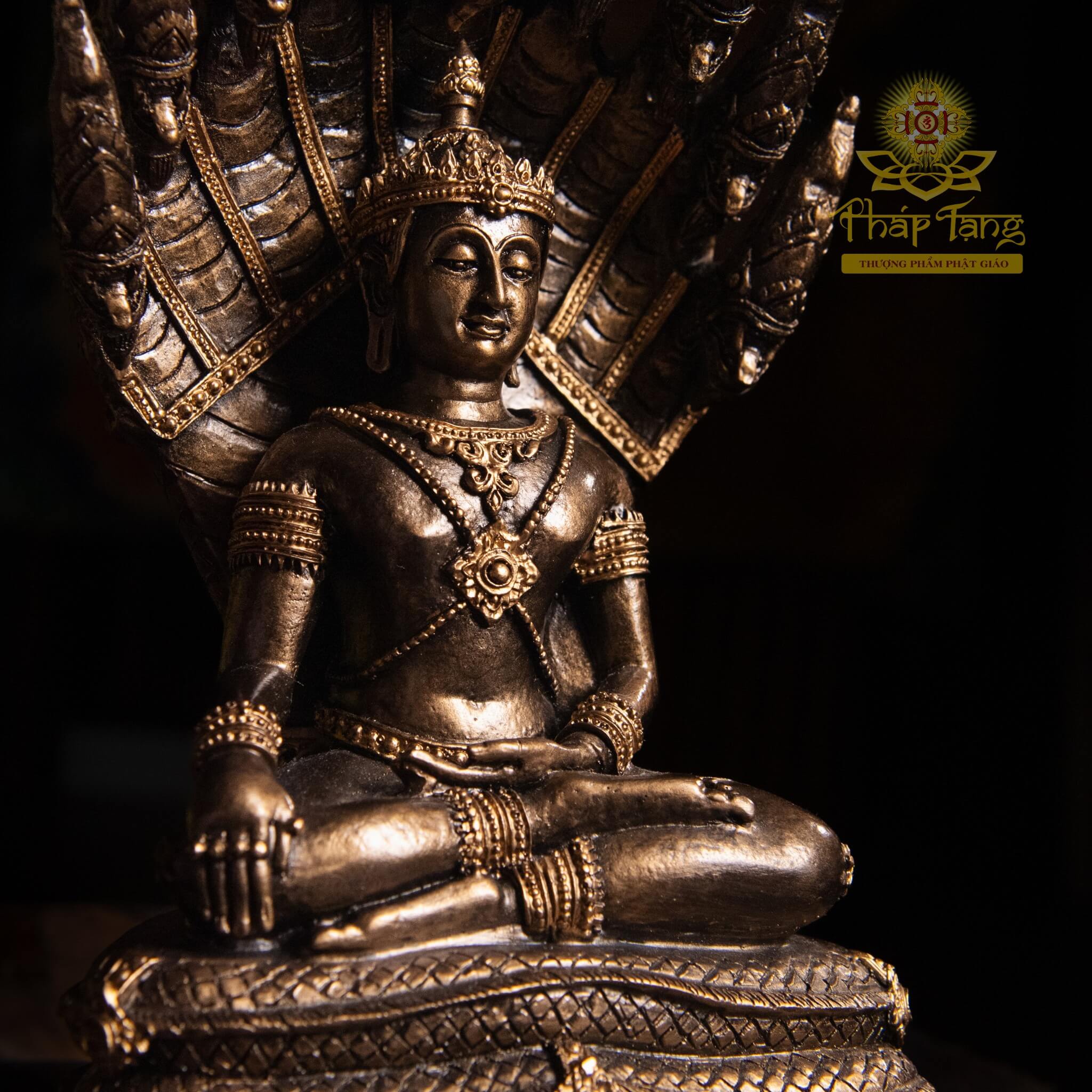 Thánh Tượng Phật Thích Ca Được Naga Che Chở (Phra Nak Prok) Bằng Đồng Thái Lan