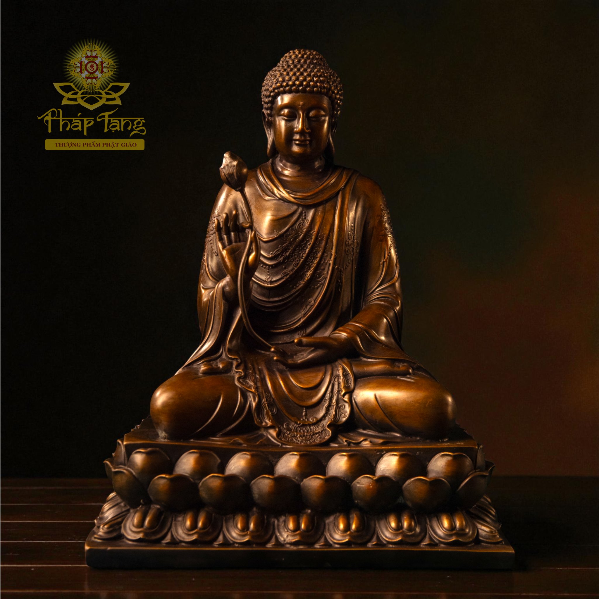 Thánh Tượng Phật Thích Ca Niêm Hoa Vi Tiếu Bằng Đồng 40CM (Tâm Ấn Thiền Tông)