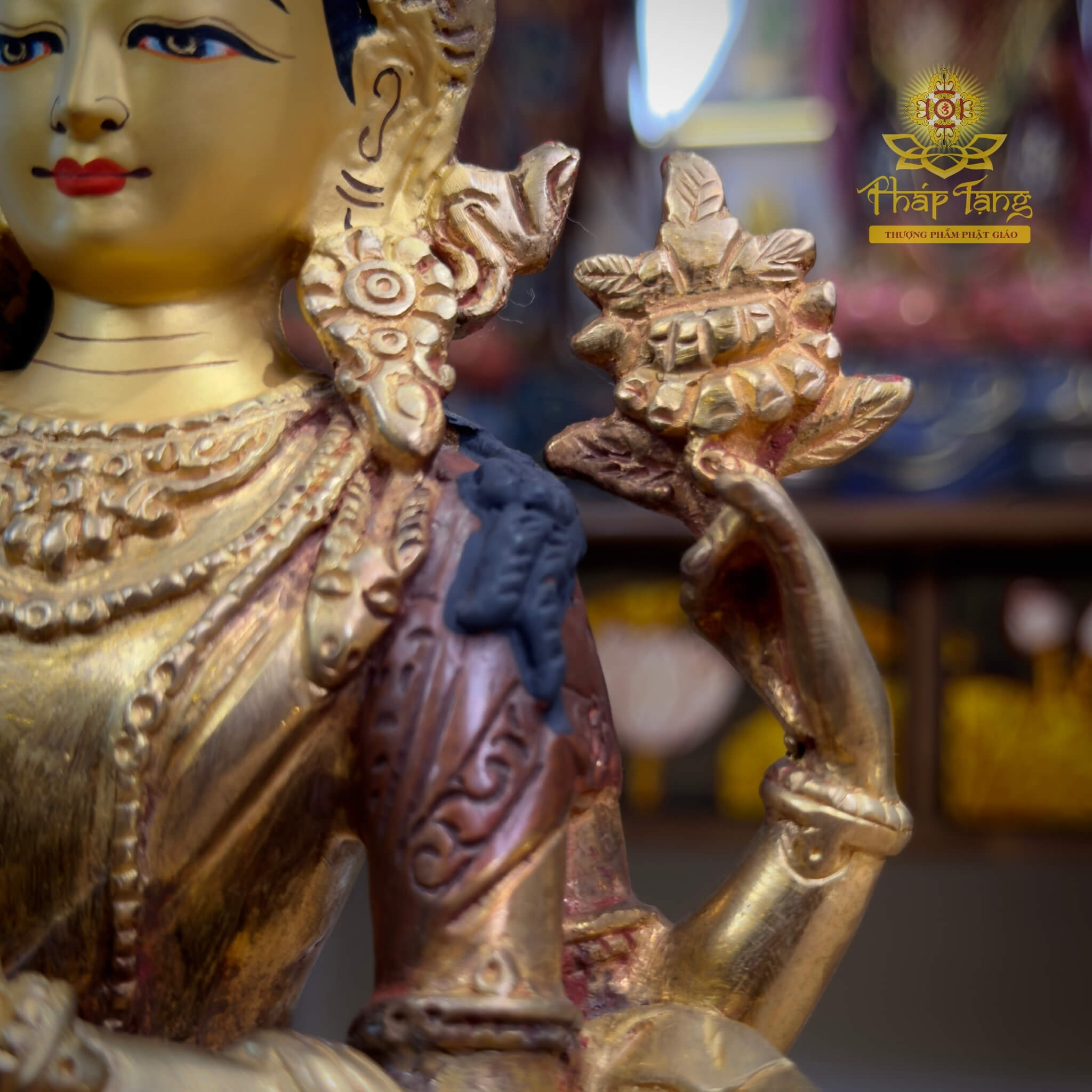 Thánh Tượng Quan Âm Tứ Thủ Đồng Mạ Vàng Nepal 23cm