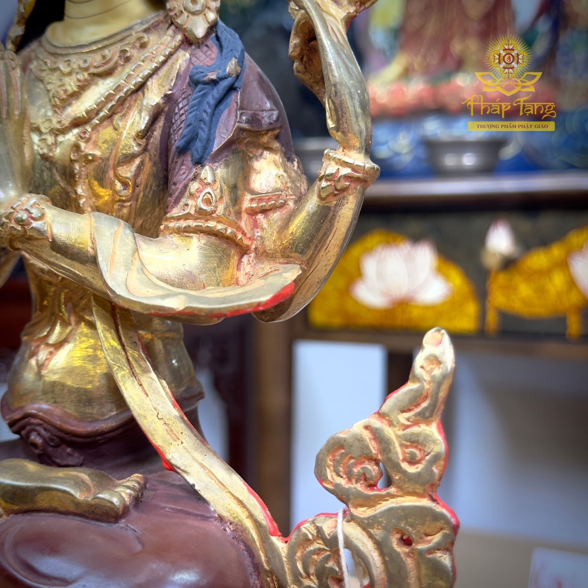 Thánh Tượng Quan Âm Tứ Thủ Đồng Mạ Vàng Nepal 32cm