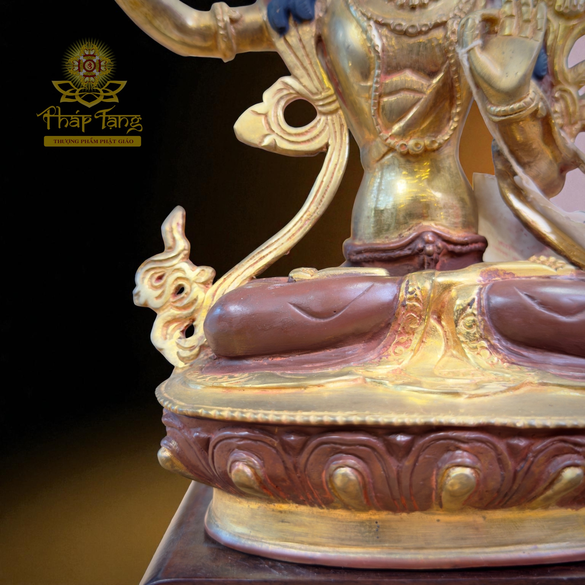 Thánh Tượng Văn Thù Sư Lợi Bồ Tát Đồng Mạ Vàng Nepal 23cm