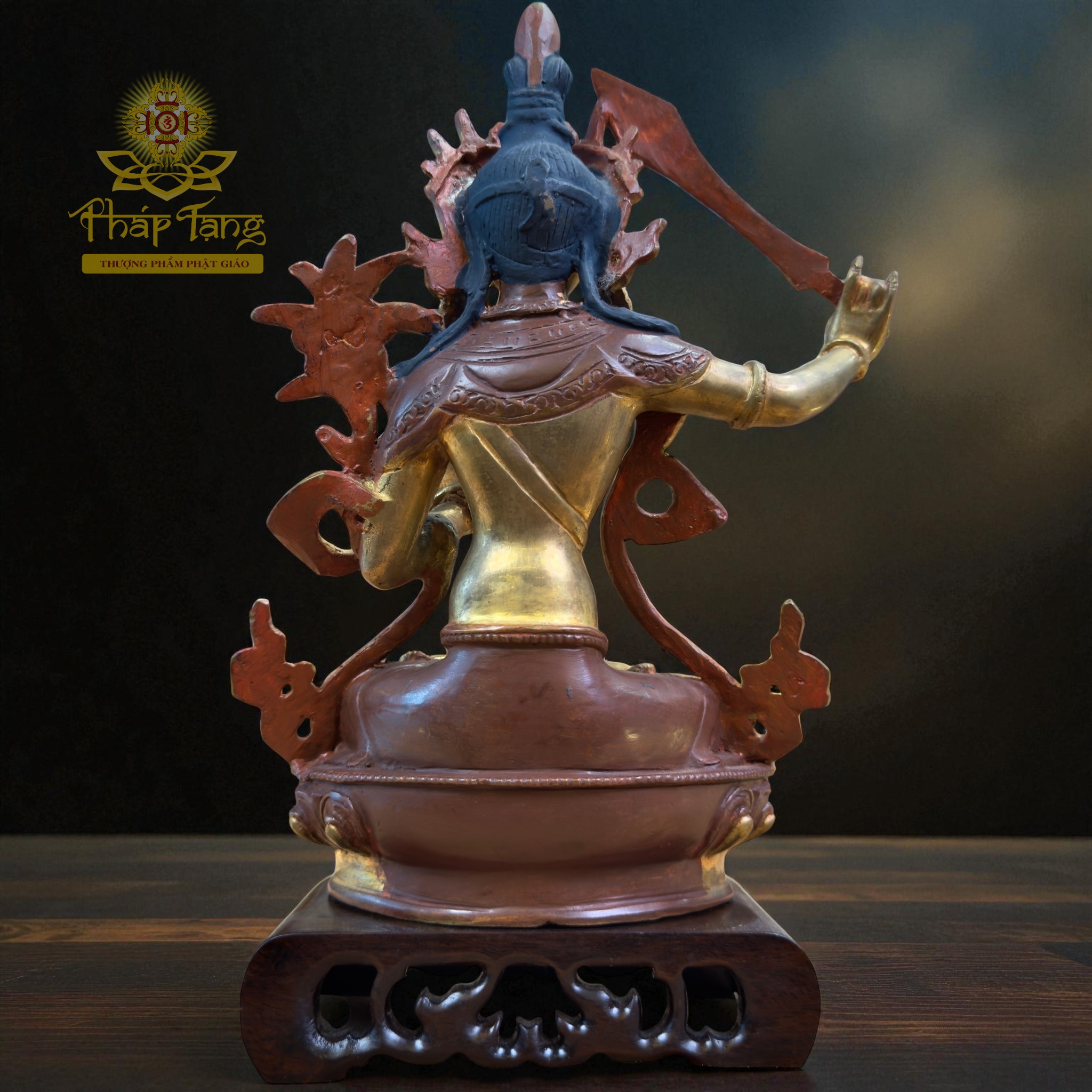 Thánh Tượng Văn Thù Sư Lợi Bồ Tát Đồng Mạ Vàng Nepal 23cm