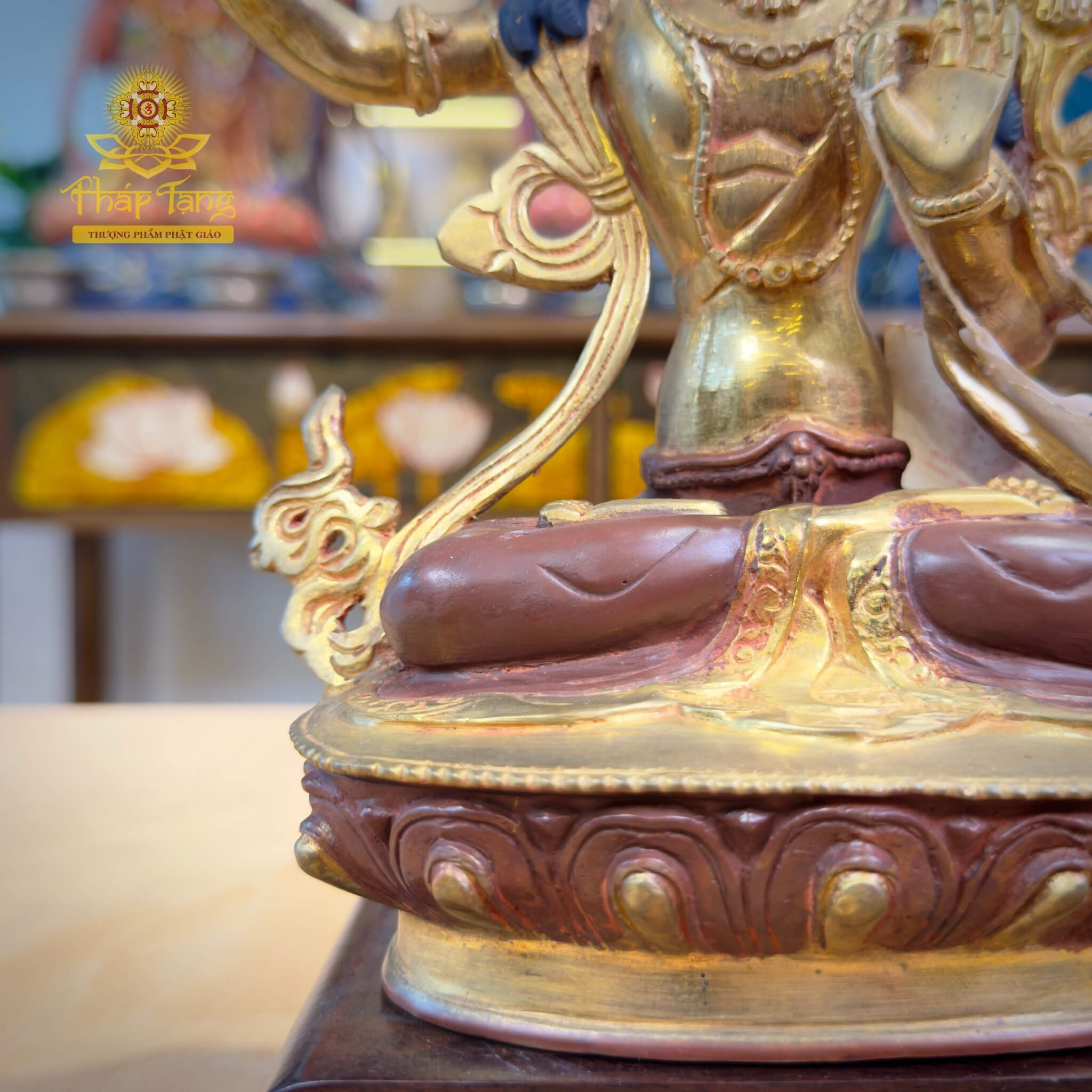 Thánh Tượng Văn Thù Sư Lợi Bồ Tát Đồng Mạ Vàng Nepal 23cm