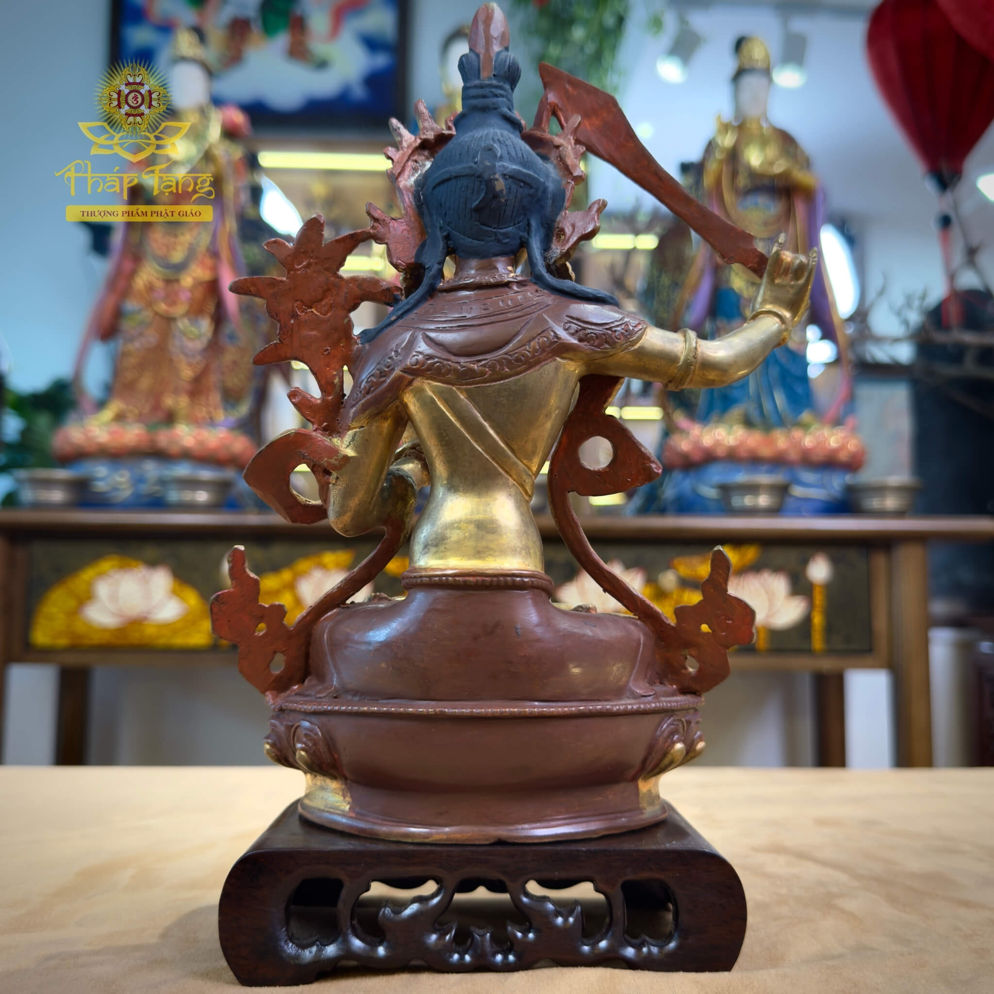 Thánh Tượng Văn Thù Sư Lợi Bồ Tát Đồng Mạ Vàng Nepal 23cm