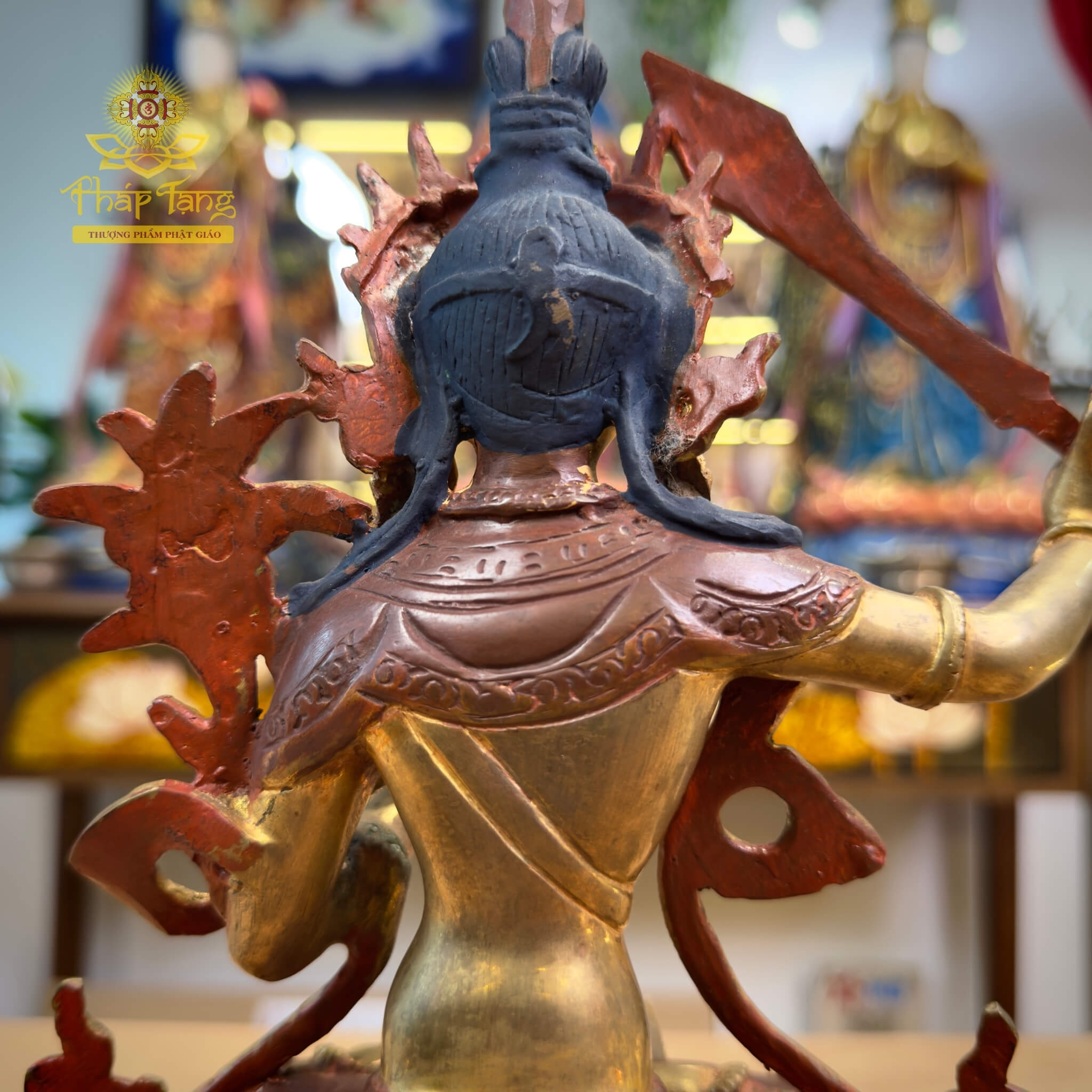 Thánh Tượng Văn Thù Sư Lợi Bồ Tát Đồng Mạ Vàng Nepal 23cm