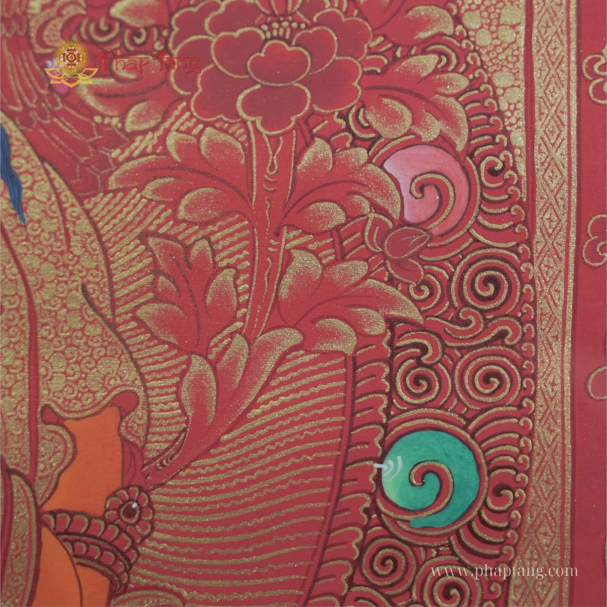 THANGKA NỀN ĐỎ ĐẶC BIỆT BỒ TÁT DI LẶC KT 65X90cm