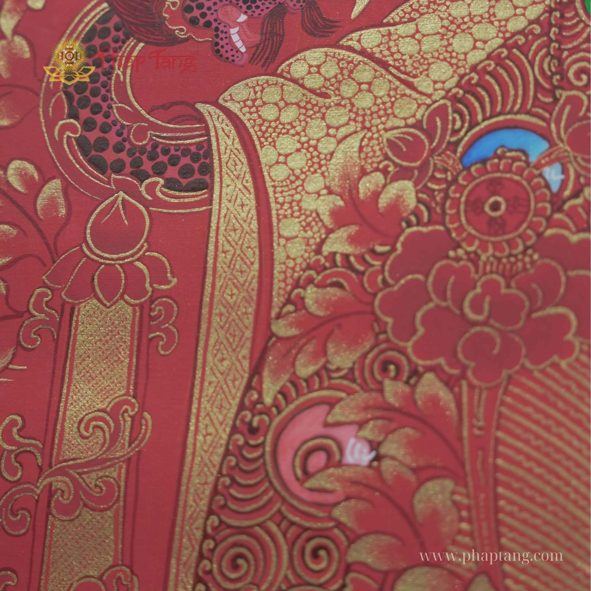 THANGKA NỀN ĐỎ ĐẶC BIỆT BỒ TÁT DI LẶC KT 65X90cm