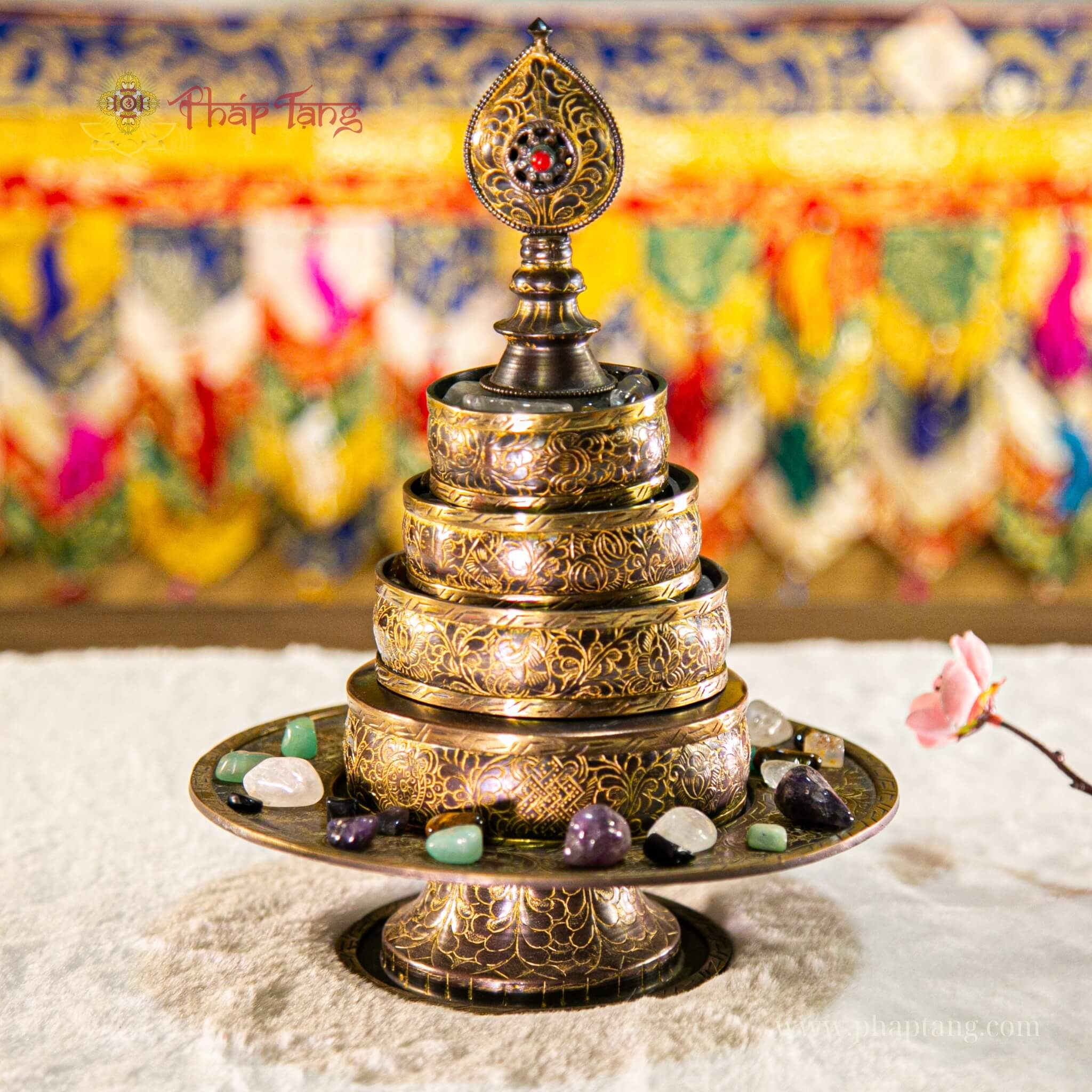 THÁP MANDALA ĐỒNG THỦ CÔNG NEPAL 17.5CM