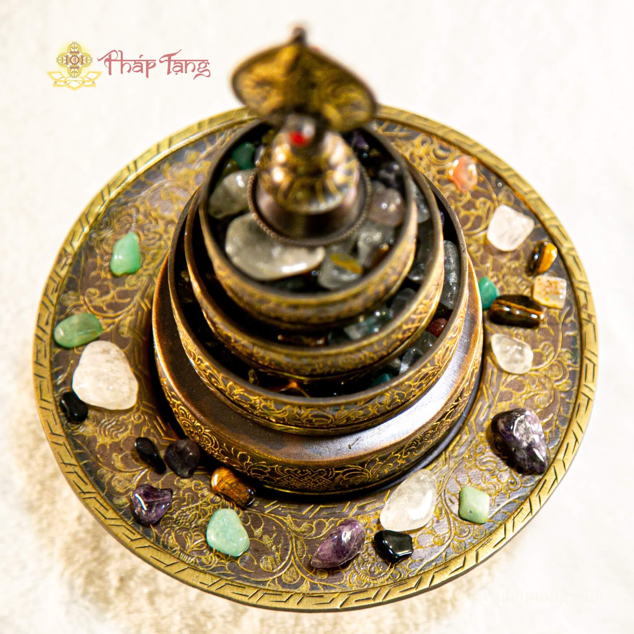 THÁP MANDALA ĐỒNG THỦ CÔNG NEPAL 17.5CM