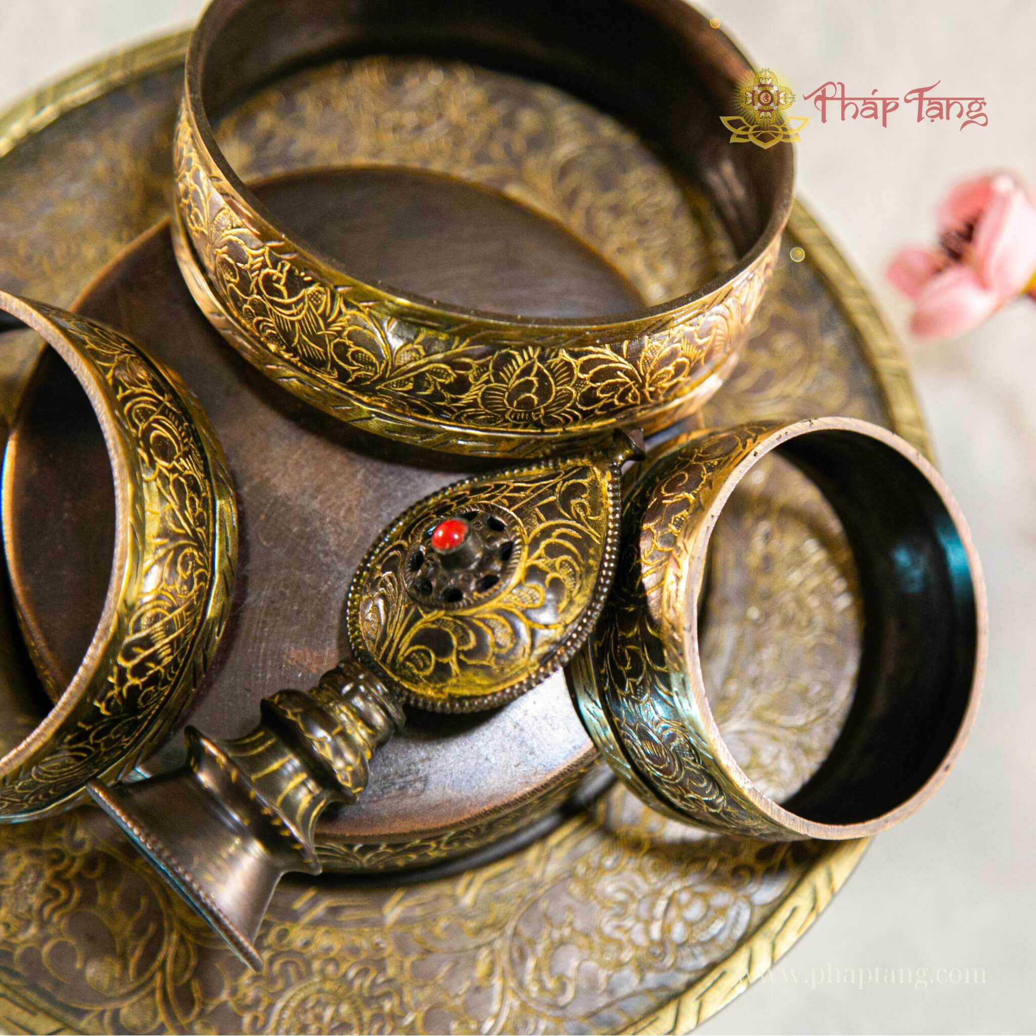 THÁP MANDALA ĐỒNG THỦ CÔNG NEPAL 17.5CM