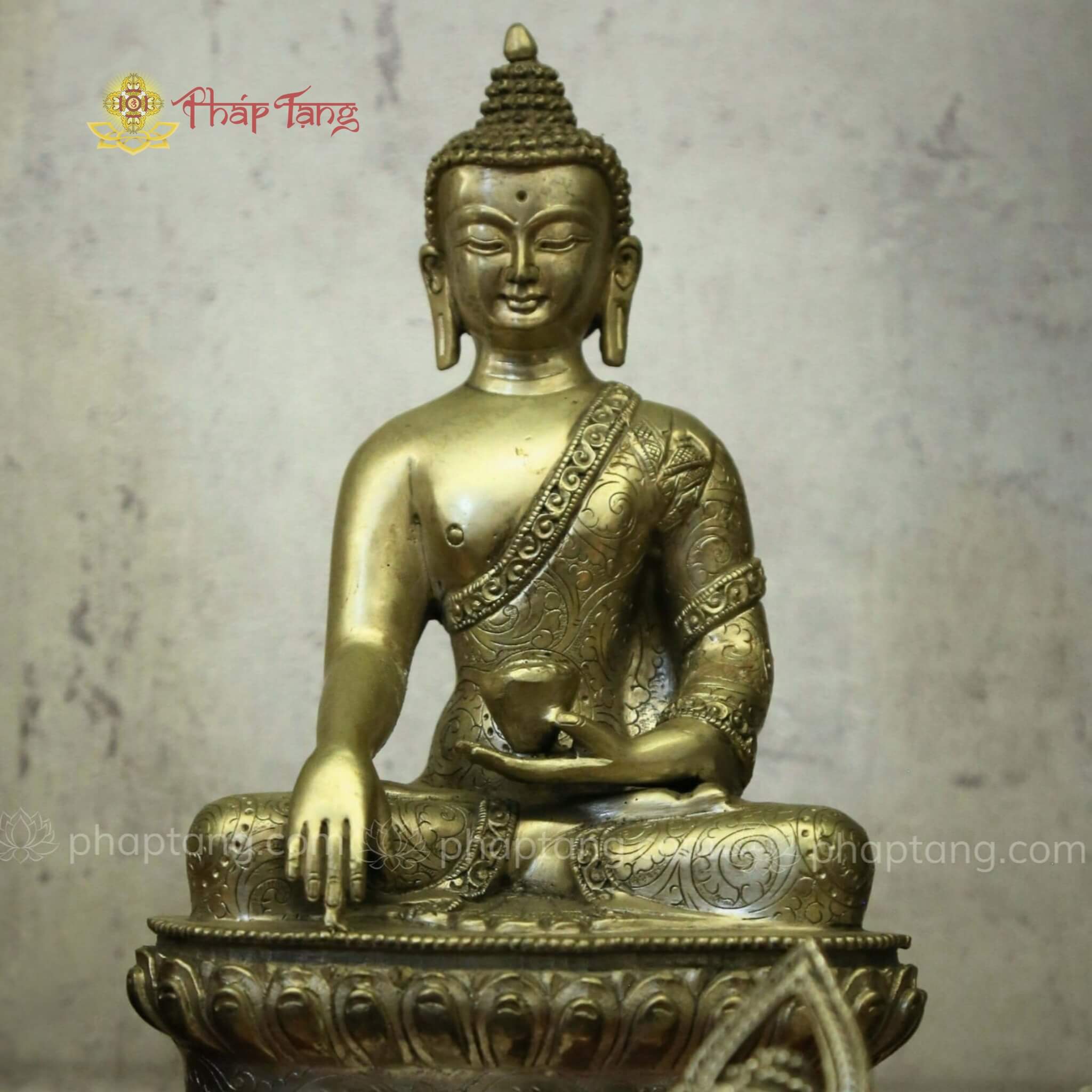 TÔN BỔN SƯ ĐỒNG NEPAL DÁT BẠC 22CM