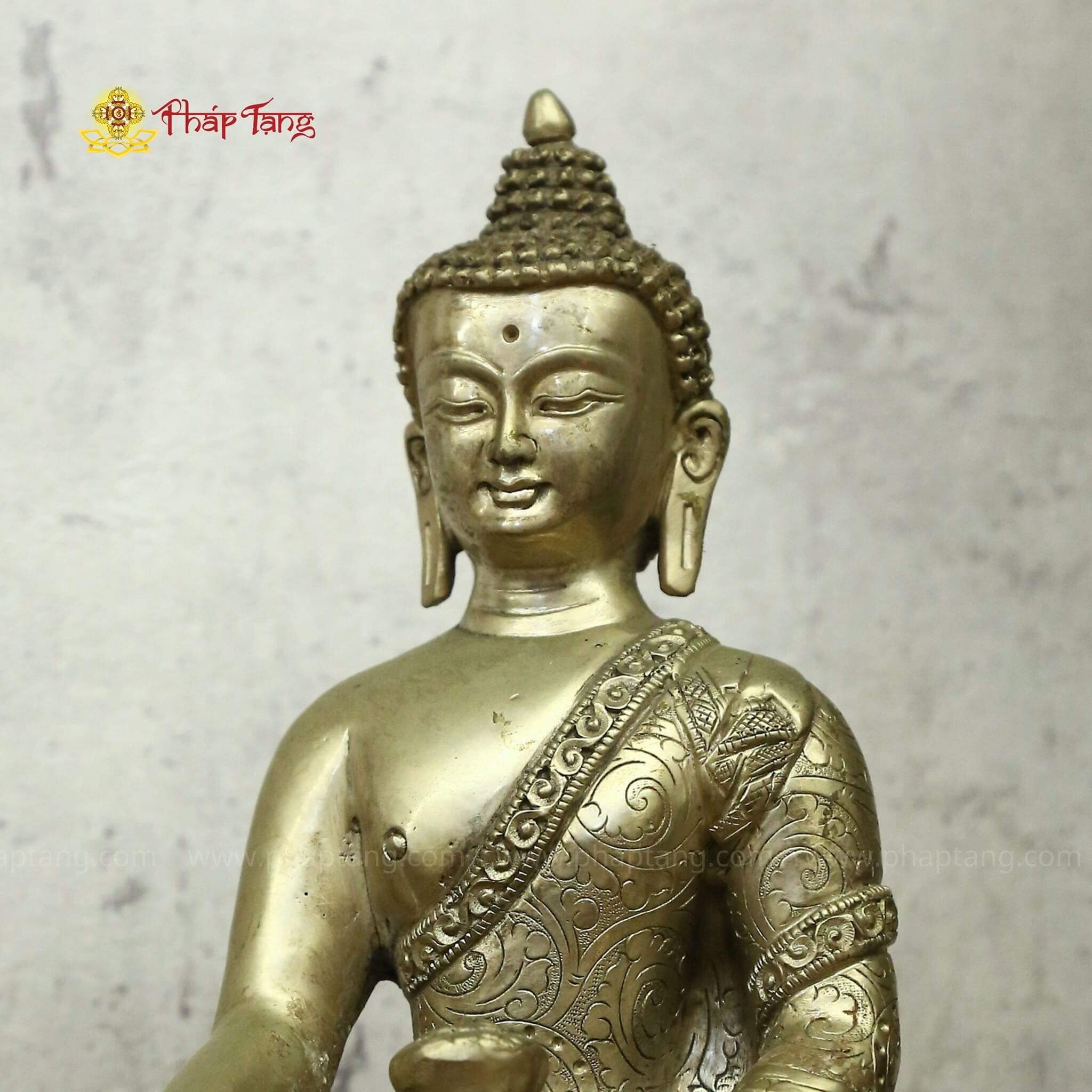 TÔN BỔN SƯ ĐỒNG NEPAL DÁT BẠC 22CM