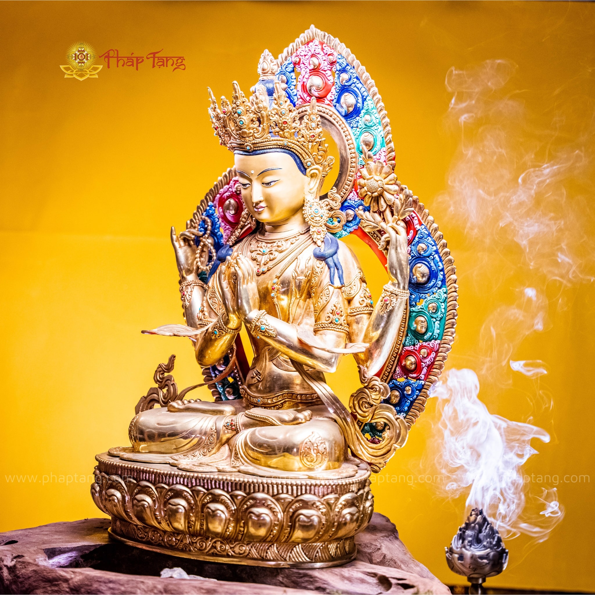 TÔN TƯỢNG BỒ TÁT QUAN ÂM TỨ THỦ NEPAL ĐỒNG CAO CẤP