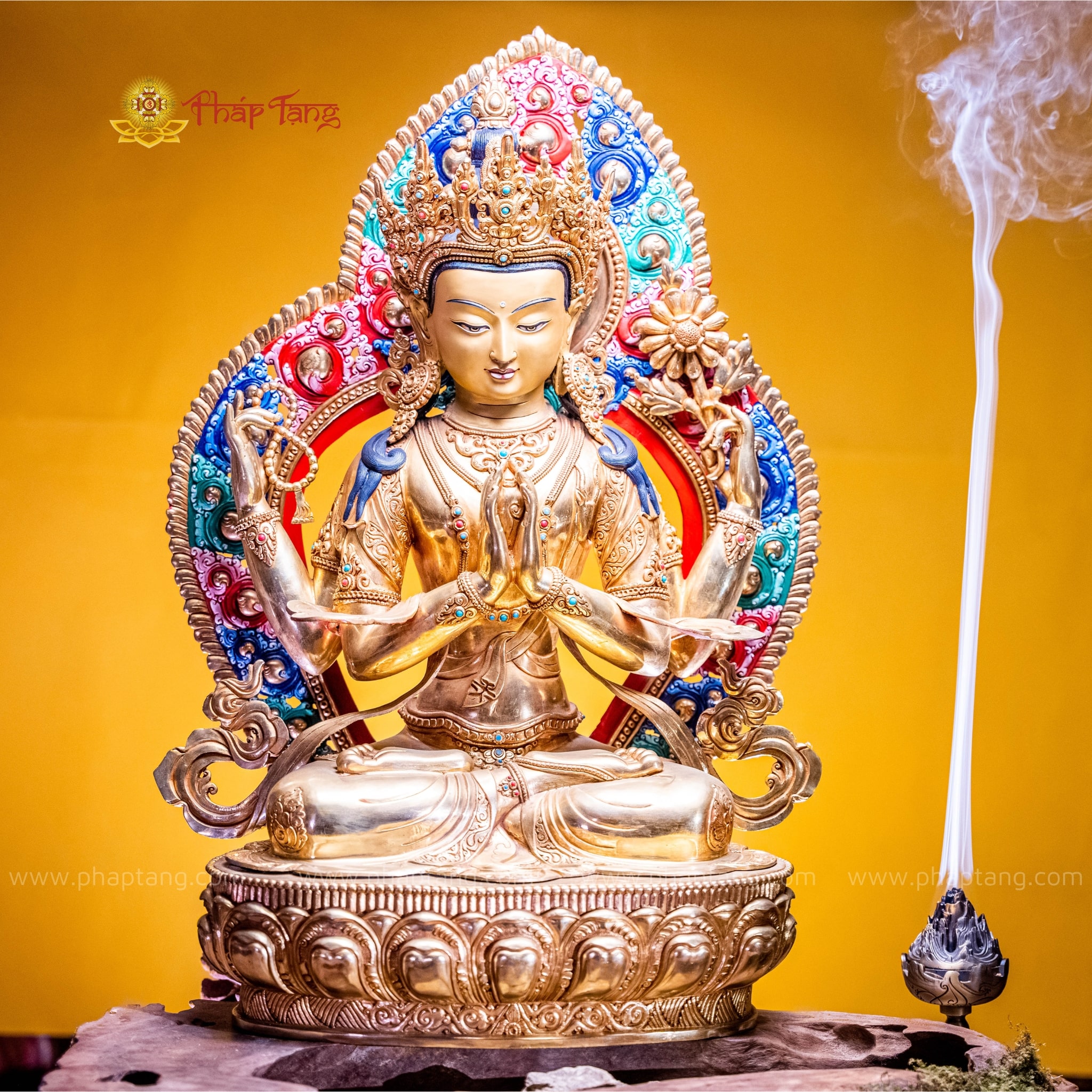 TÔN TƯỢNG BỒ TÁT QUAN ÂM TỨ THỦ NEPAL ĐỒNG CAO CẤP