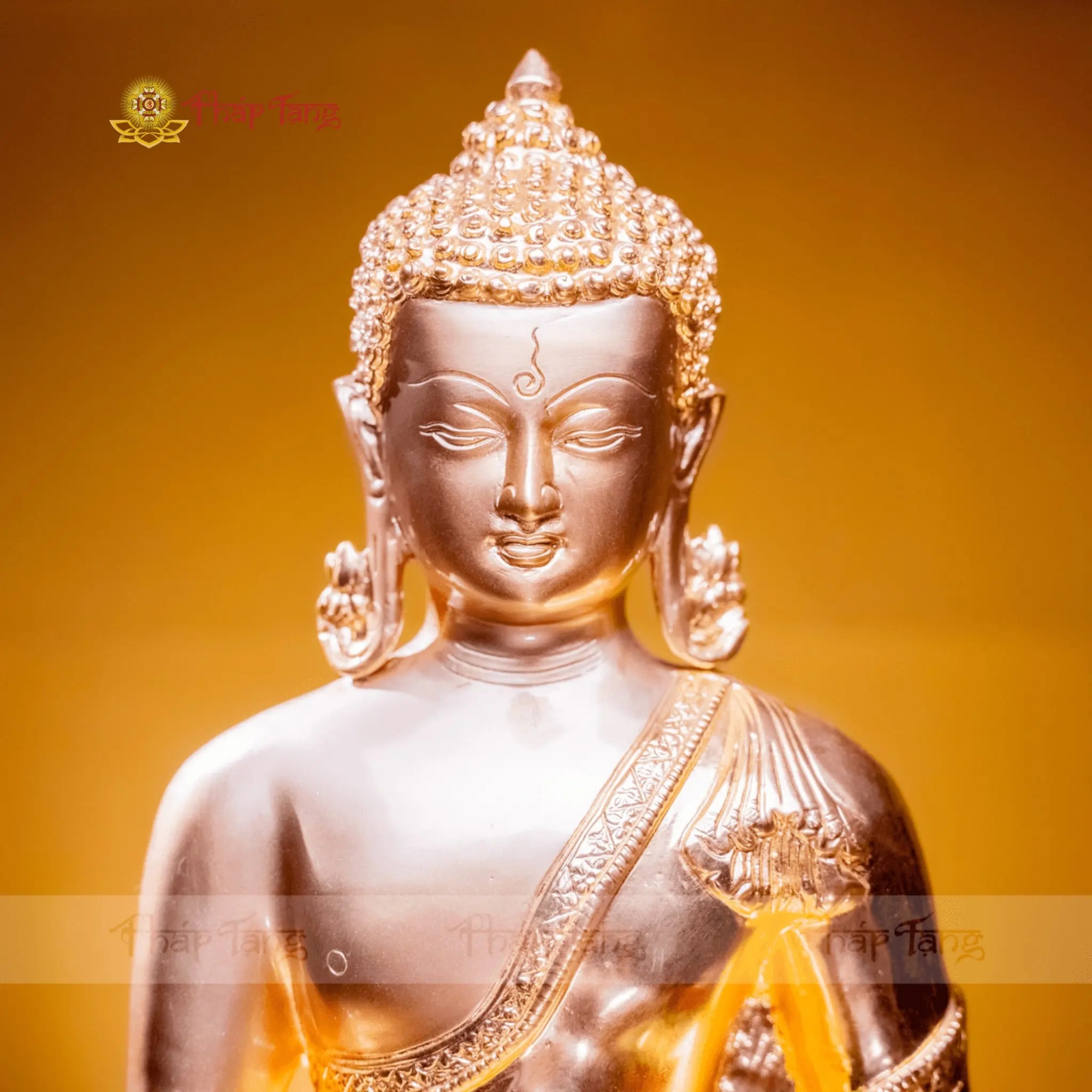 Thánh Tượng Bổn Sư Thích Ca (55cm) - Pháp Bảo Đồng Dát Vàng 9999 Từ Ấn Độ