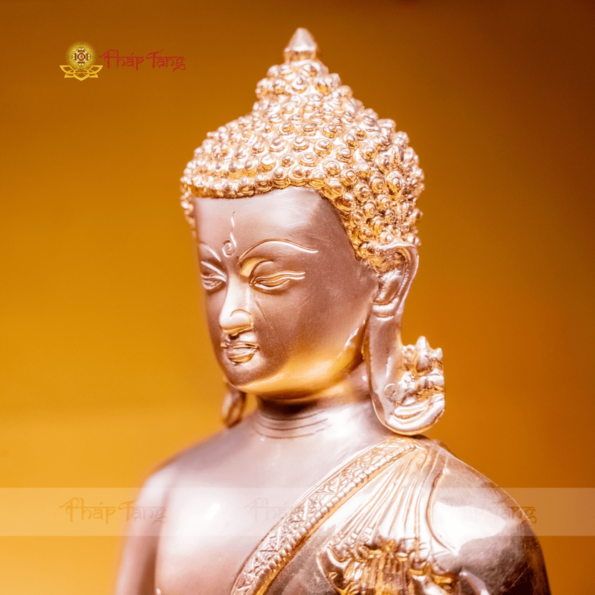 Thánh Tượng Bổn Sư Thích Ca (55cm) - Pháp Bảo Đồng Dát Vàng 9999 Từ Ấn Độ