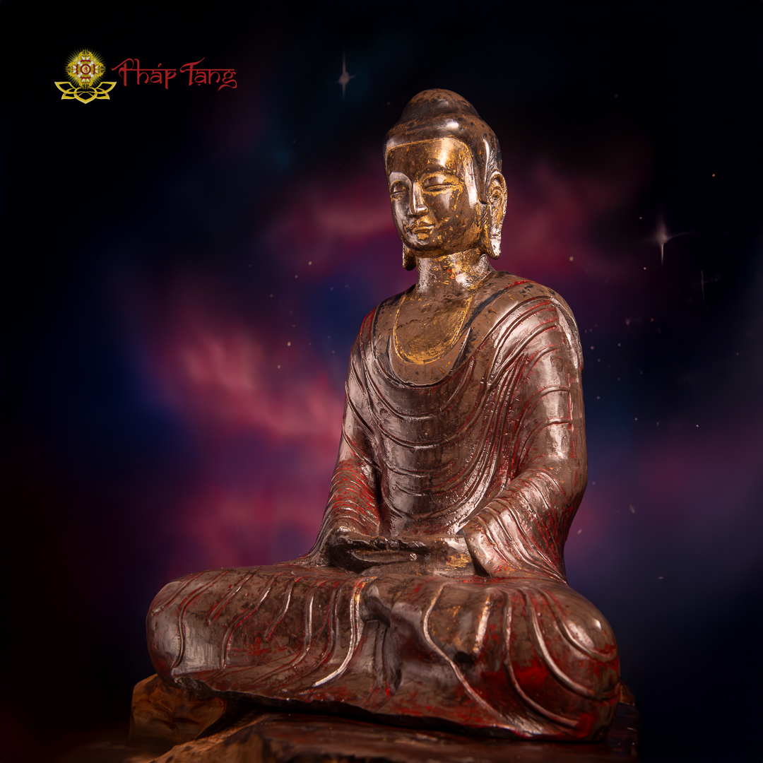 TƯỢNG ĐỨC BỔN SƯ THÍCH CA ĐÁ CỔ SƯU TẦM CAO 55CM