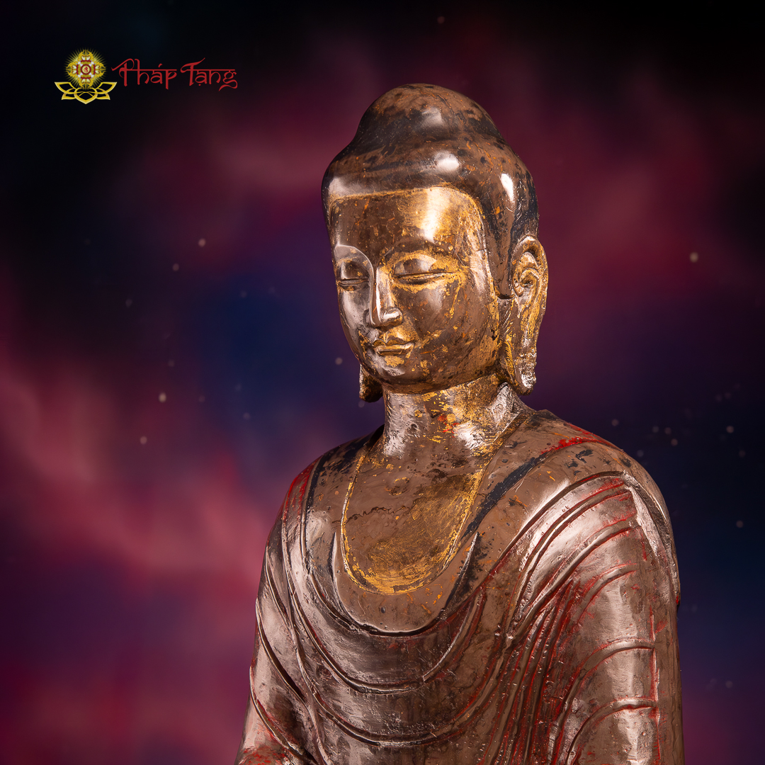 TƯỢNG ĐỨC BỔN SƯ THÍCH CA ĐÁ CỔ SƯU TẦM CAO 55CM