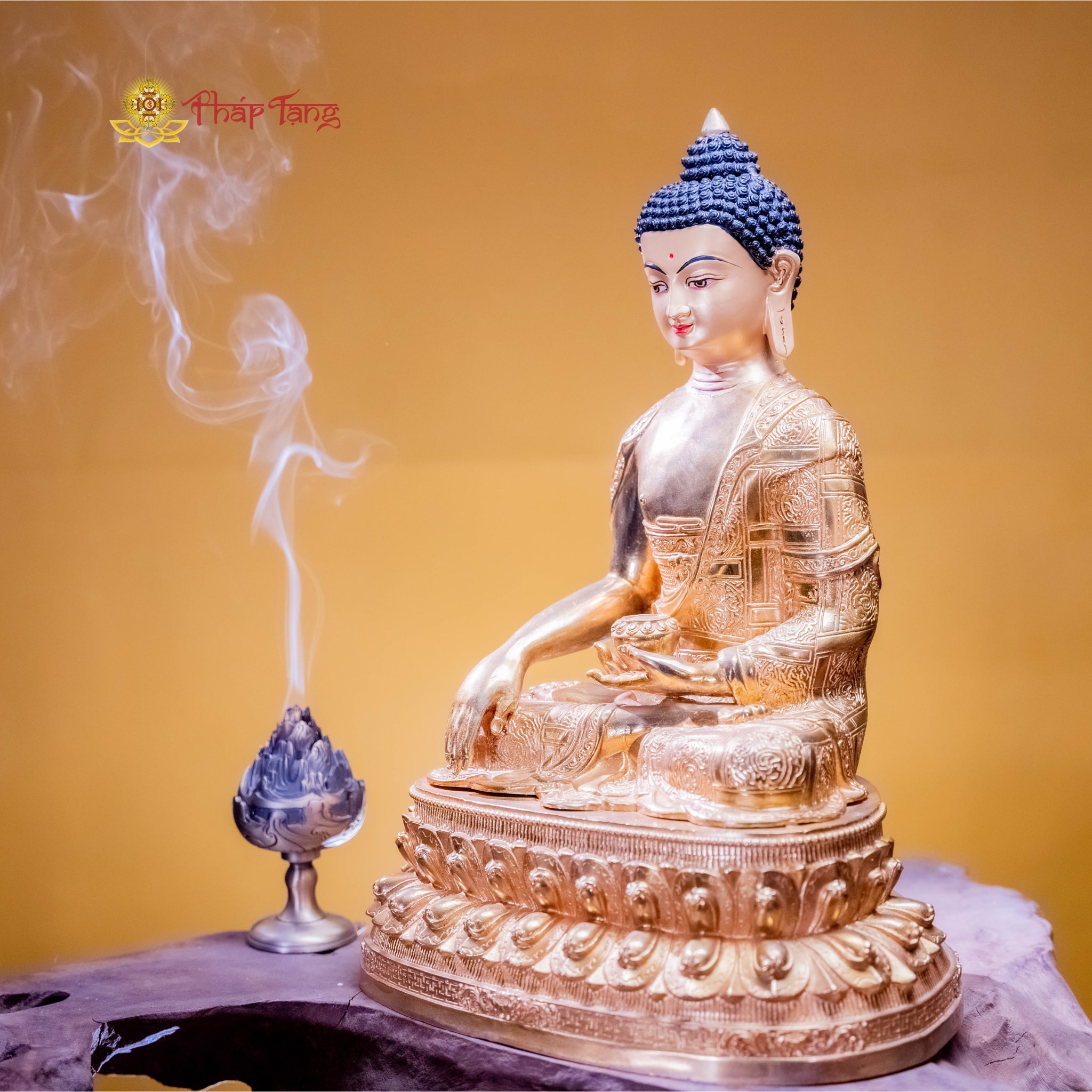 TÔN TƯỢNG ĐỨC BỔN SƯ NEPAL ĐỒNG MẠ VÀNG 50CM