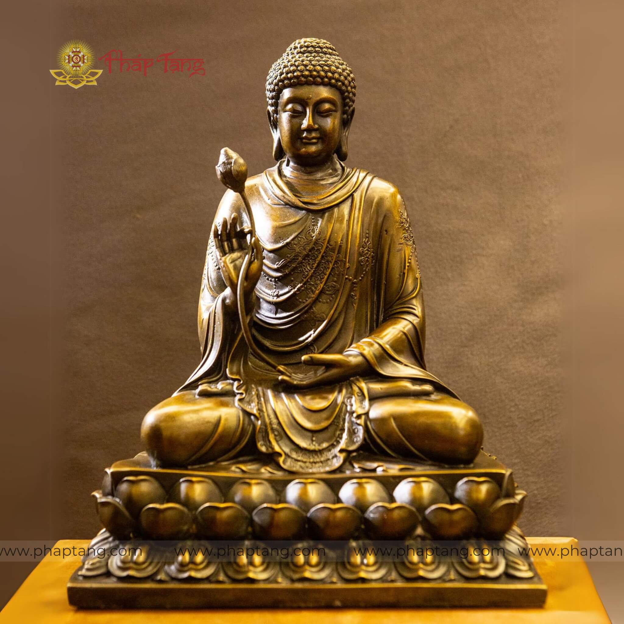 TÔN TƯỢNG BỔN SƯ THÍCH CA NIÊM HOA VI TIẾU ĐỒNG 40CM