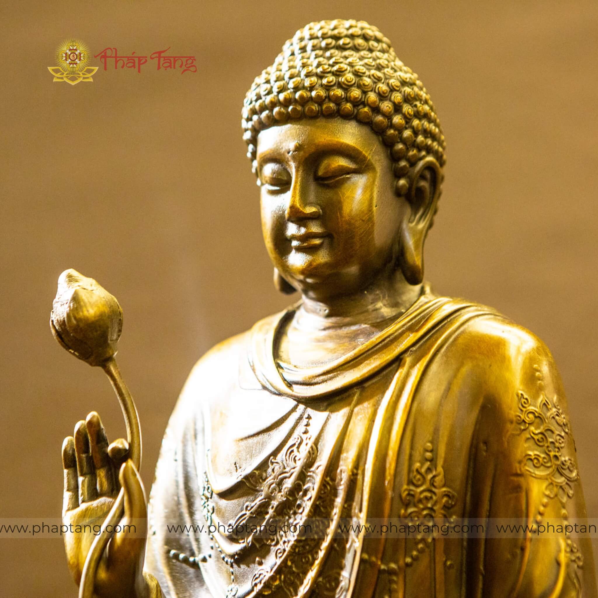 TÔN TƯỢNG BỔN SƯ THÍCH CA NIÊM HOA VI TIẾU ĐỒNG 40CM