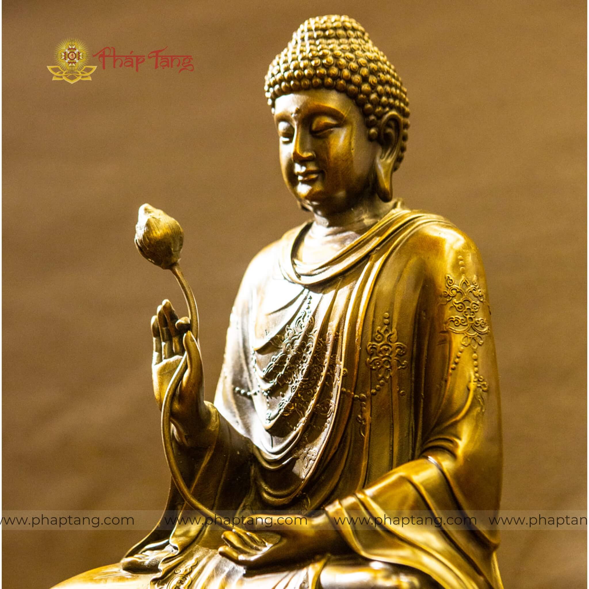 TÔN TƯỢNG BỔN SƯ THÍCH CA NIÊM HOA VI TIẾU ĐỒNG 40CM