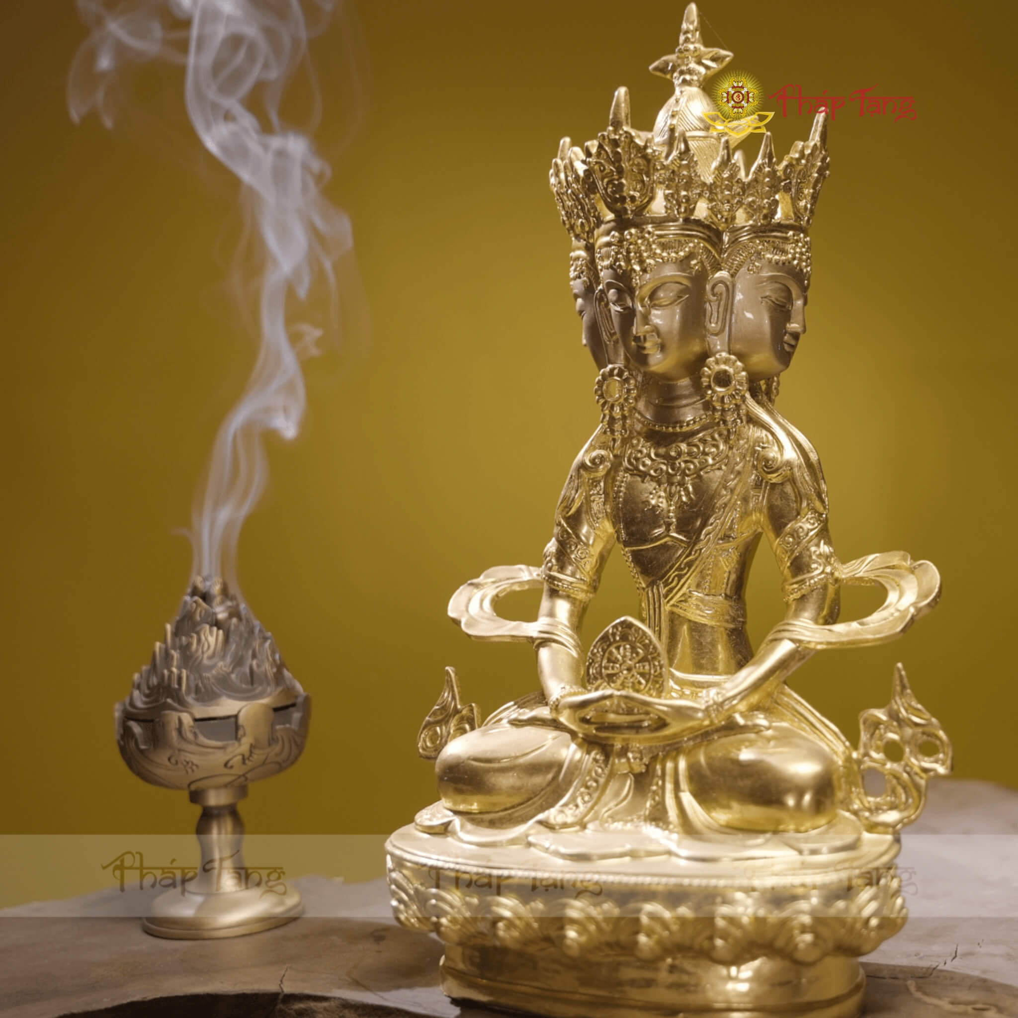 TÔN TƯỢNG ĐỨC ĐẠI NHẬT NHƯ LAI DÁT VÀNG 9999 32CM