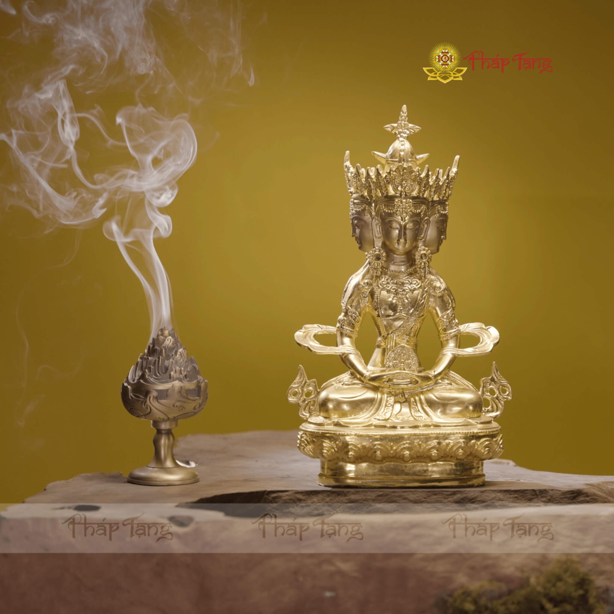 TÔN TƯỢNG ĐỨC ĐẠI NHẬT NHƯ LAI DÁT VÀNG 9999 32CM