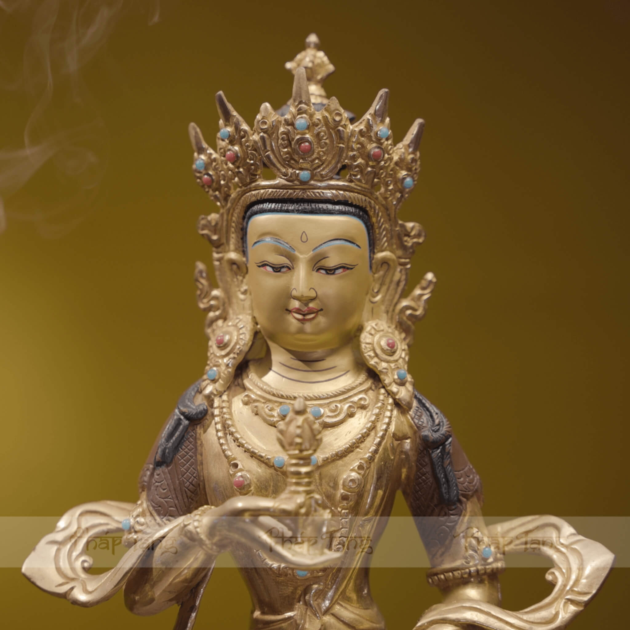 TÔN TƯỢNG ĐỨC KIM CANG TÁT ĐOẢ ĐỒNG SƠN NÂU NEPAL 33CM