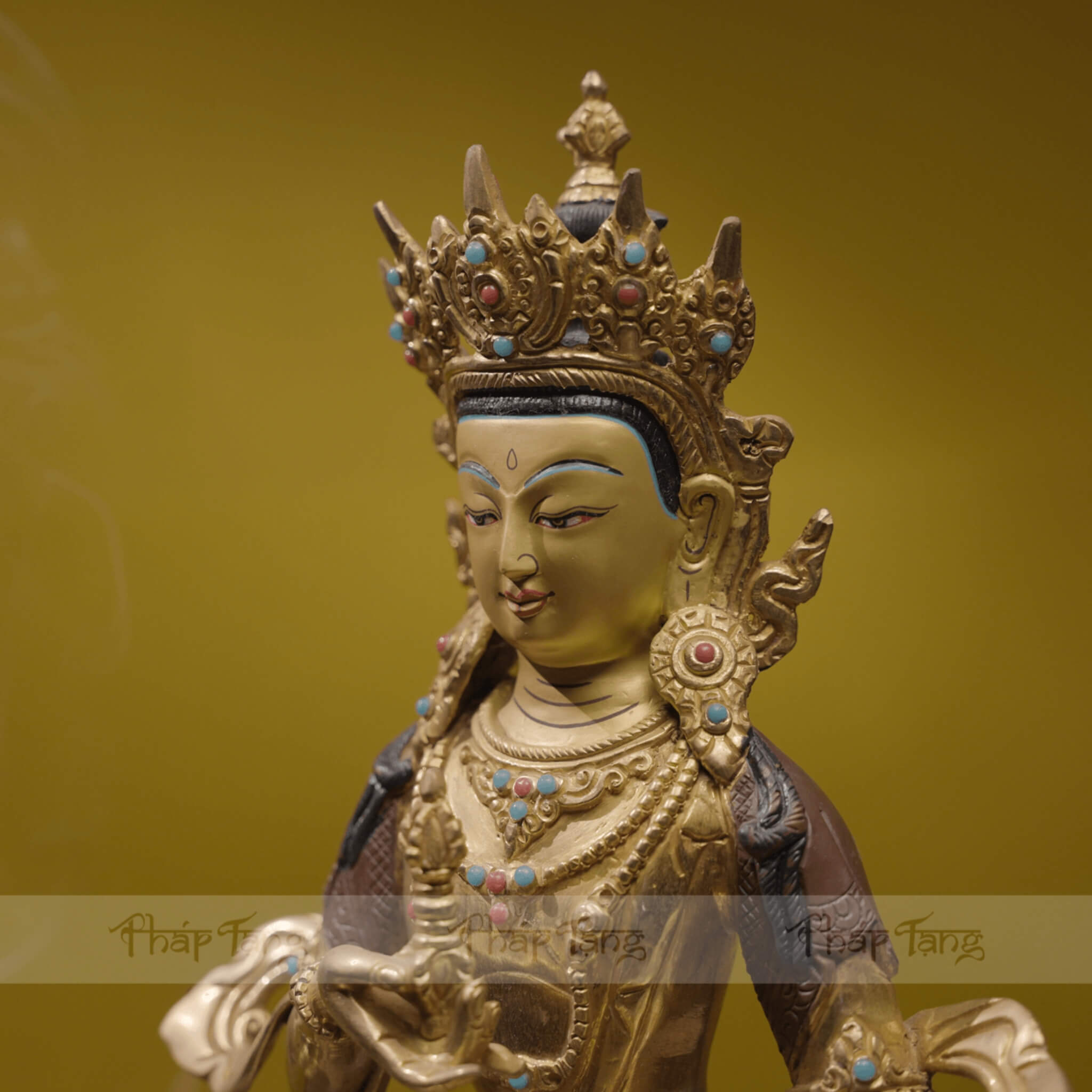 TÔN TƯỢNG ĐỨC KIM CANG TÁT ĐOẢ ĐỒNG SƠN NÂU NEPAL 33CM