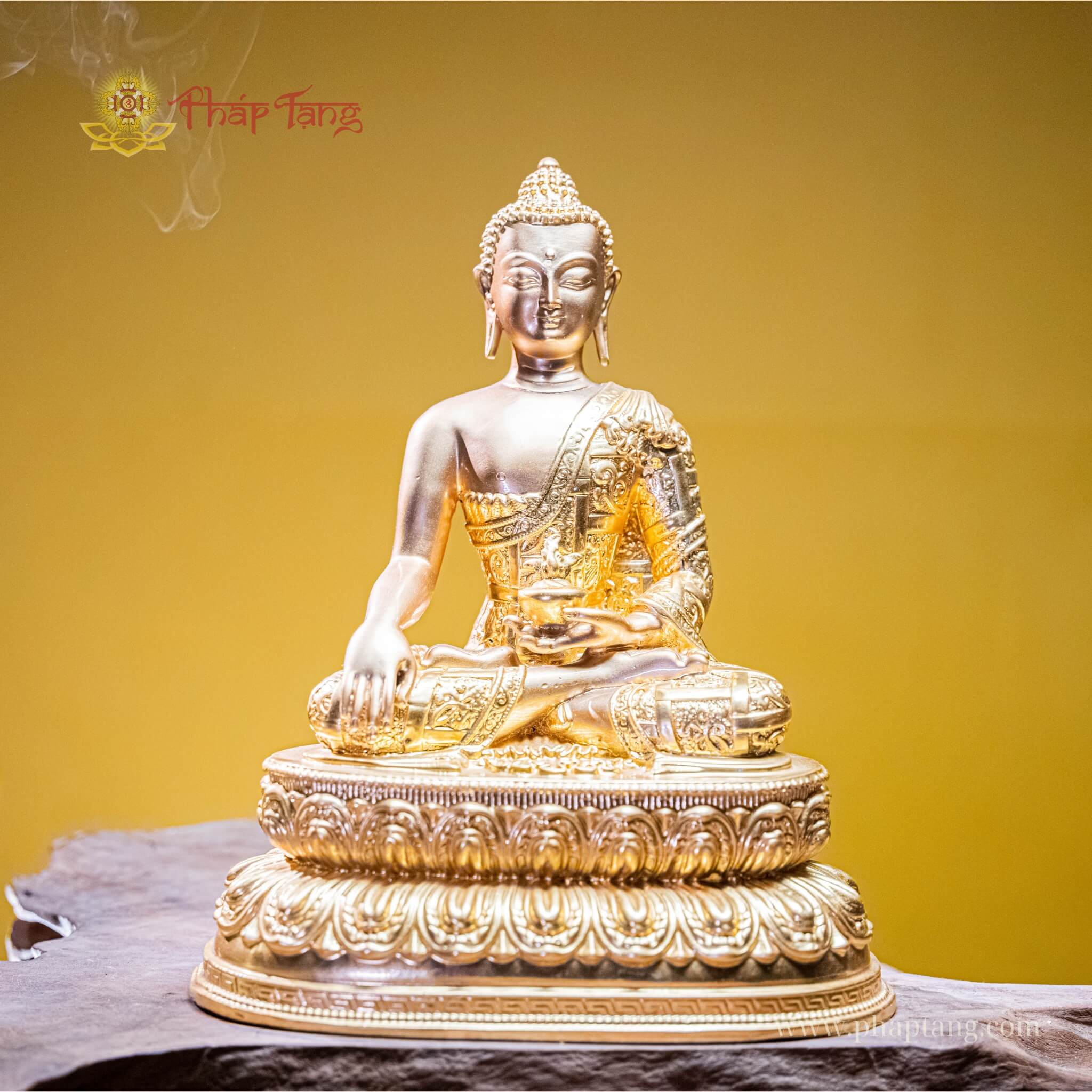 ĐỨC PHẬT A DI ĐÀ MẬT TÔNG ĐỒNG DÁT VÀNG 24K