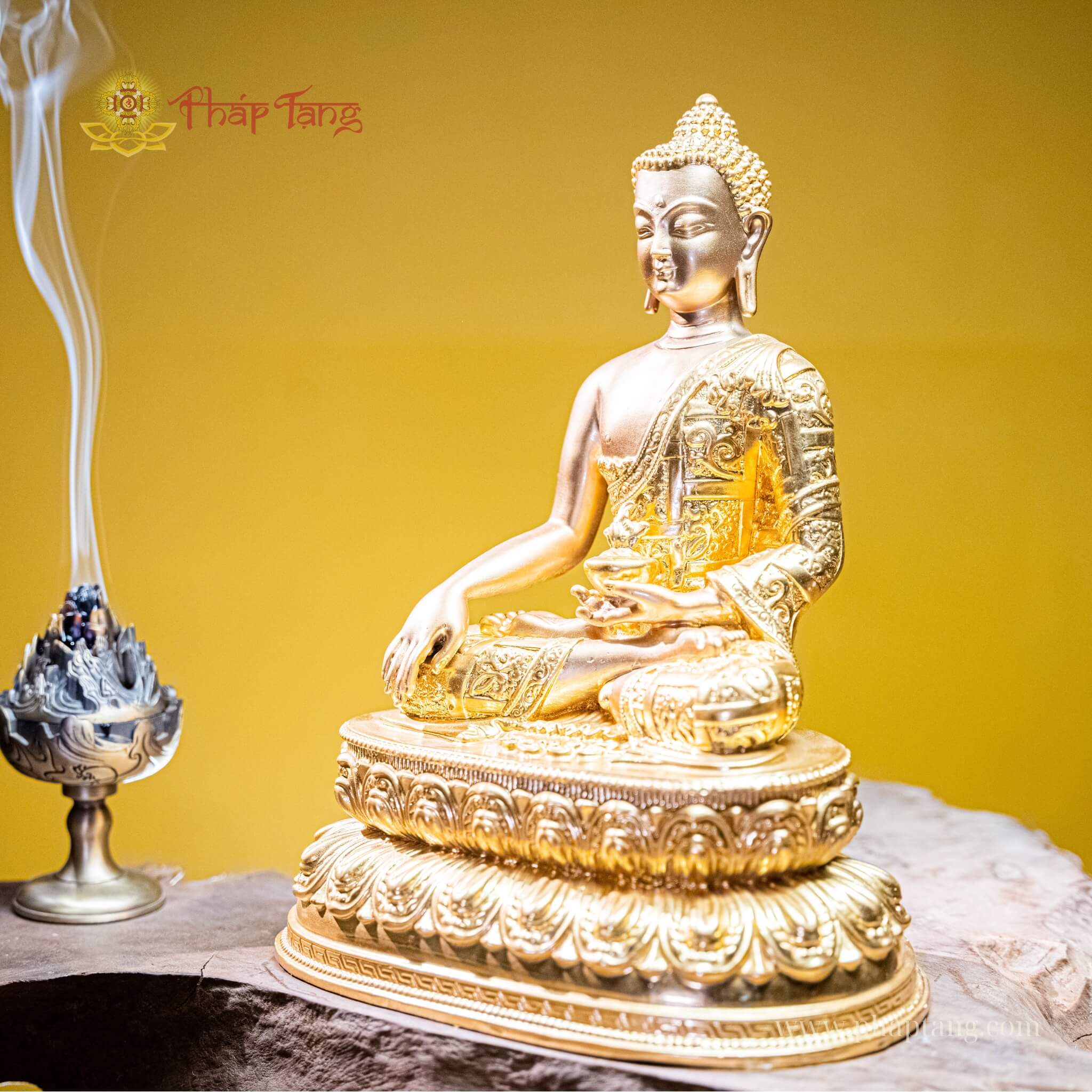 ĐỨC PHẬT A DI ĐÀ MẬT TÔNG ĐỒNG DÁT VÀNG 24K