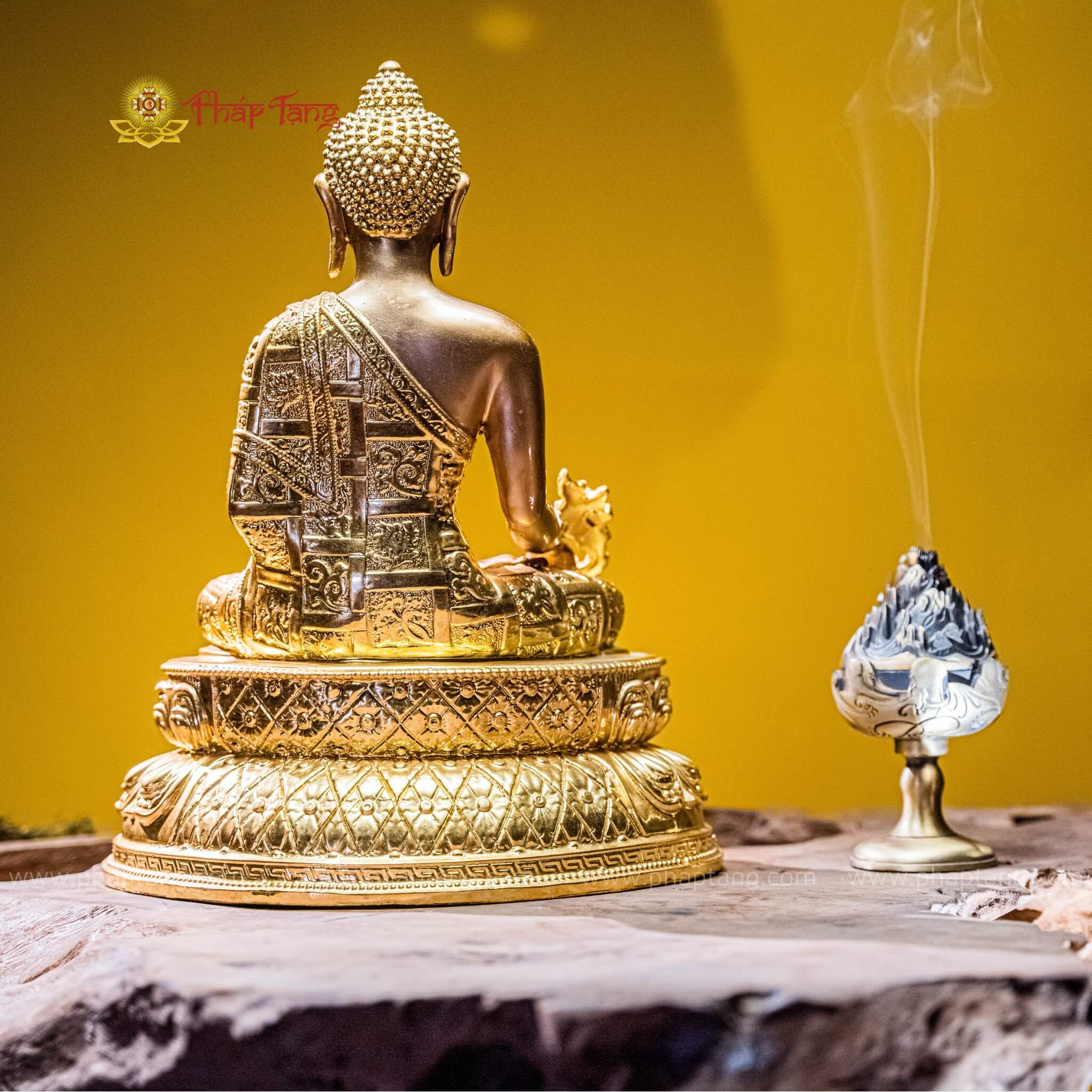 TÔN TƯỢNG ĐỨC PHẬT DƯỢC SƯ ĐỒNG VN DÁT VÀNG 9999 30CM