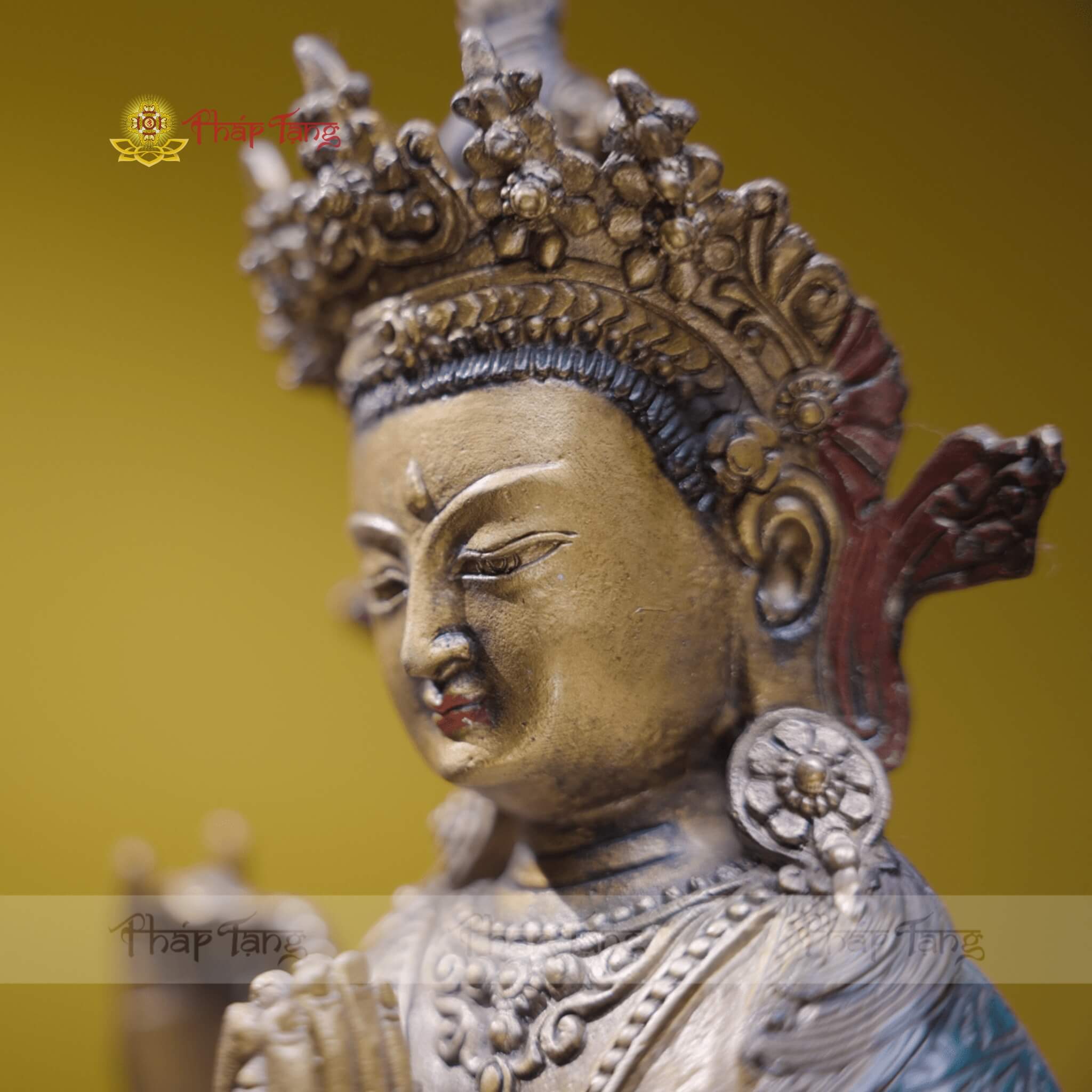 TÔN TƯỢNG ĐỨC QUAN ÂM TỨ THỦ ĐỒNG PHÁP LAM 32CM