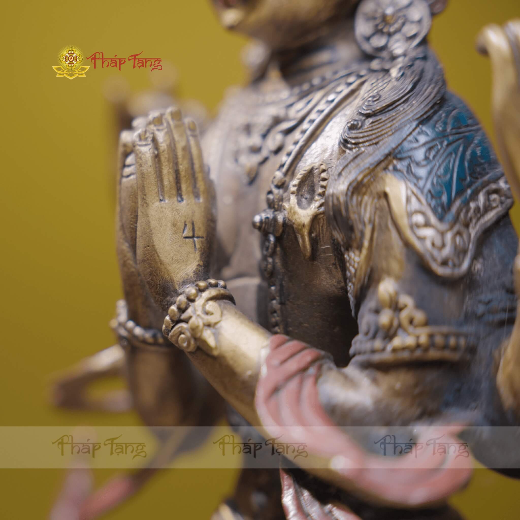 TÔN TƯỢNG ĐỨC QUAN ÂM TỨ THỦ ĐỒNG PHÁP LAM 32CM